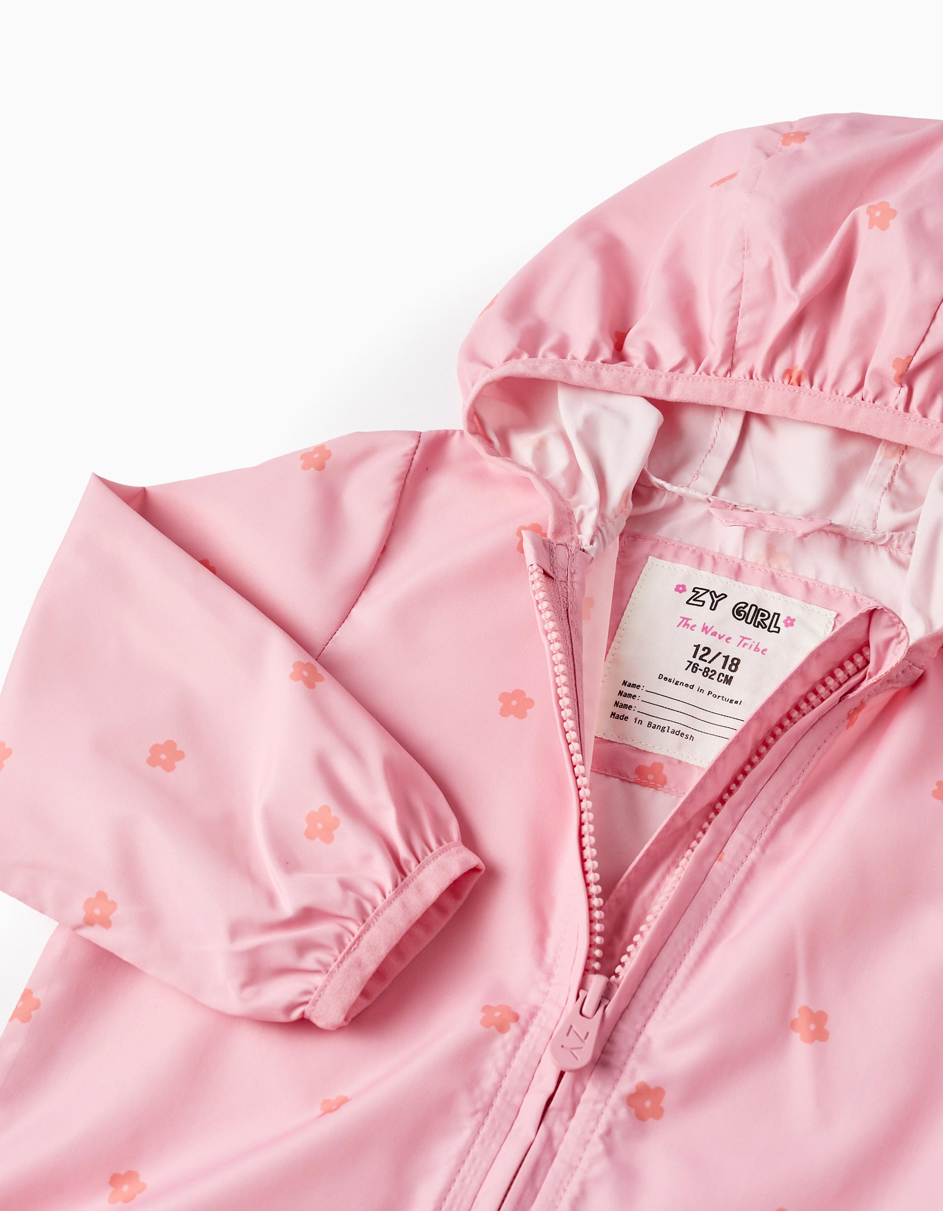 Hooded Windbreaker Jacket for Baby Girls 'Floral', Light Pink