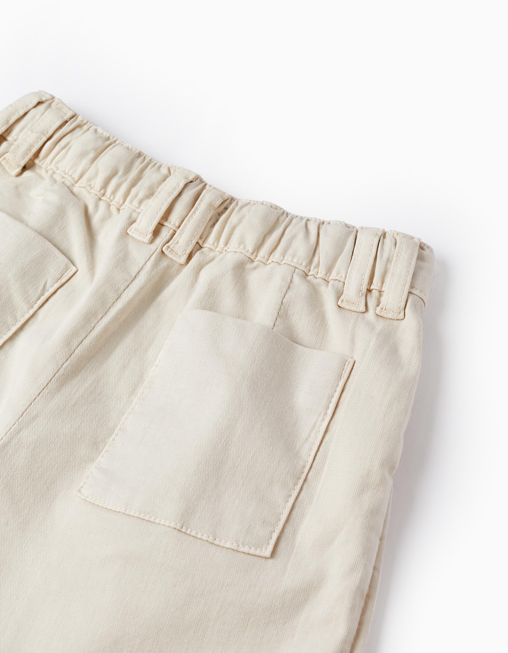 Shorts de Sarga de Algodón para Niña, Beige