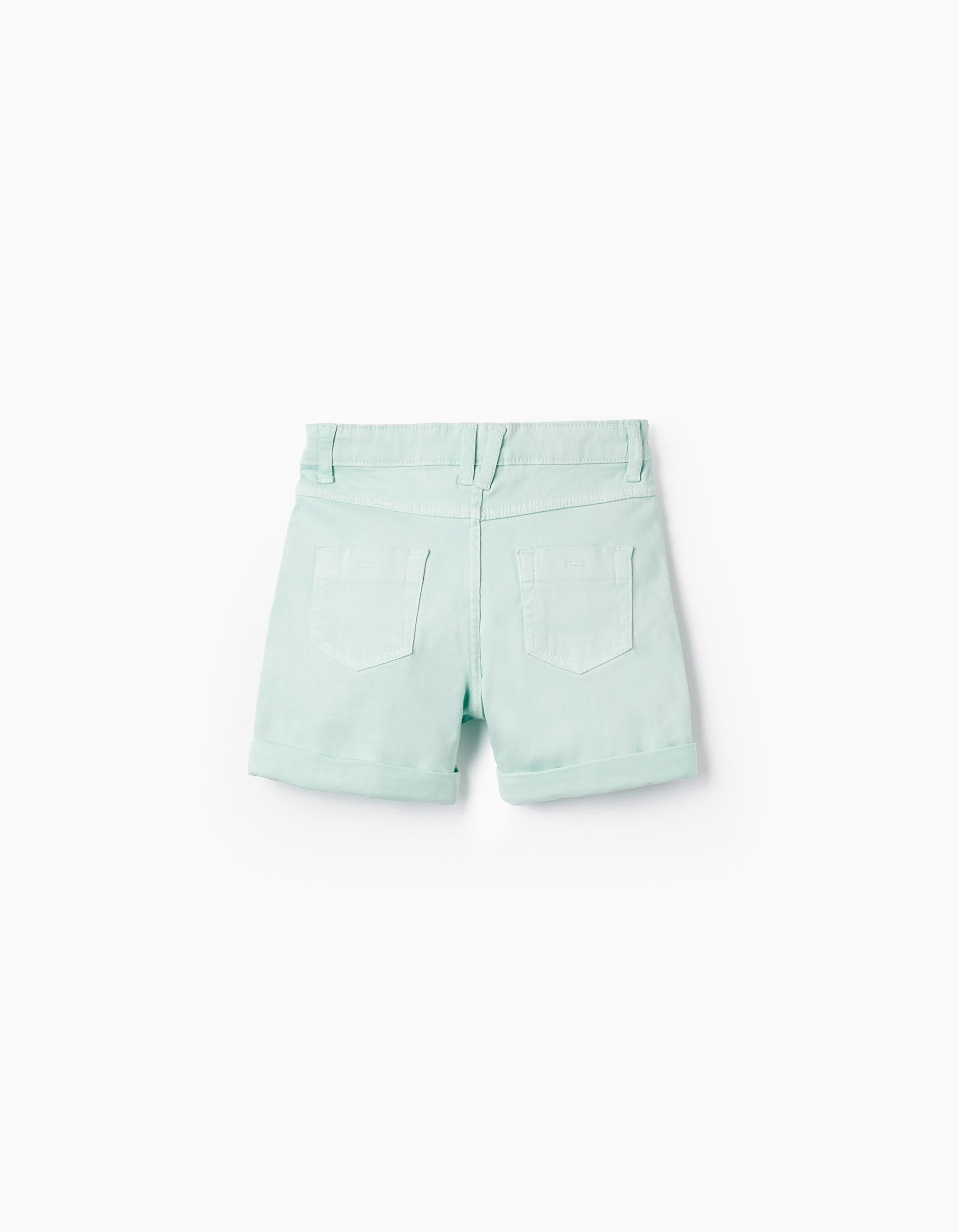 Shorts de Sarga de Algodón para Niña, Verde-Agua