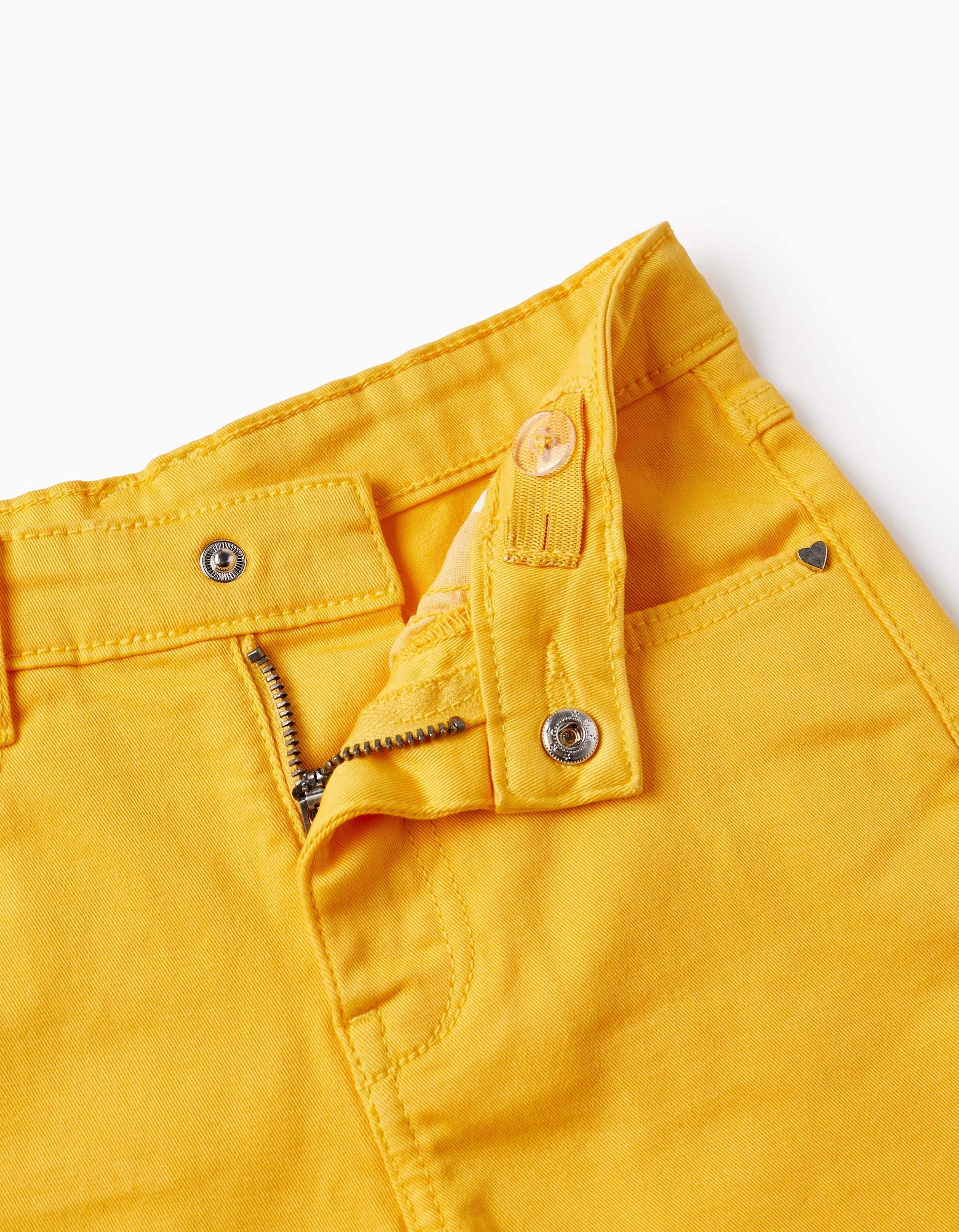 Shorts de Sarga de Algodón para Niña, Amarillo