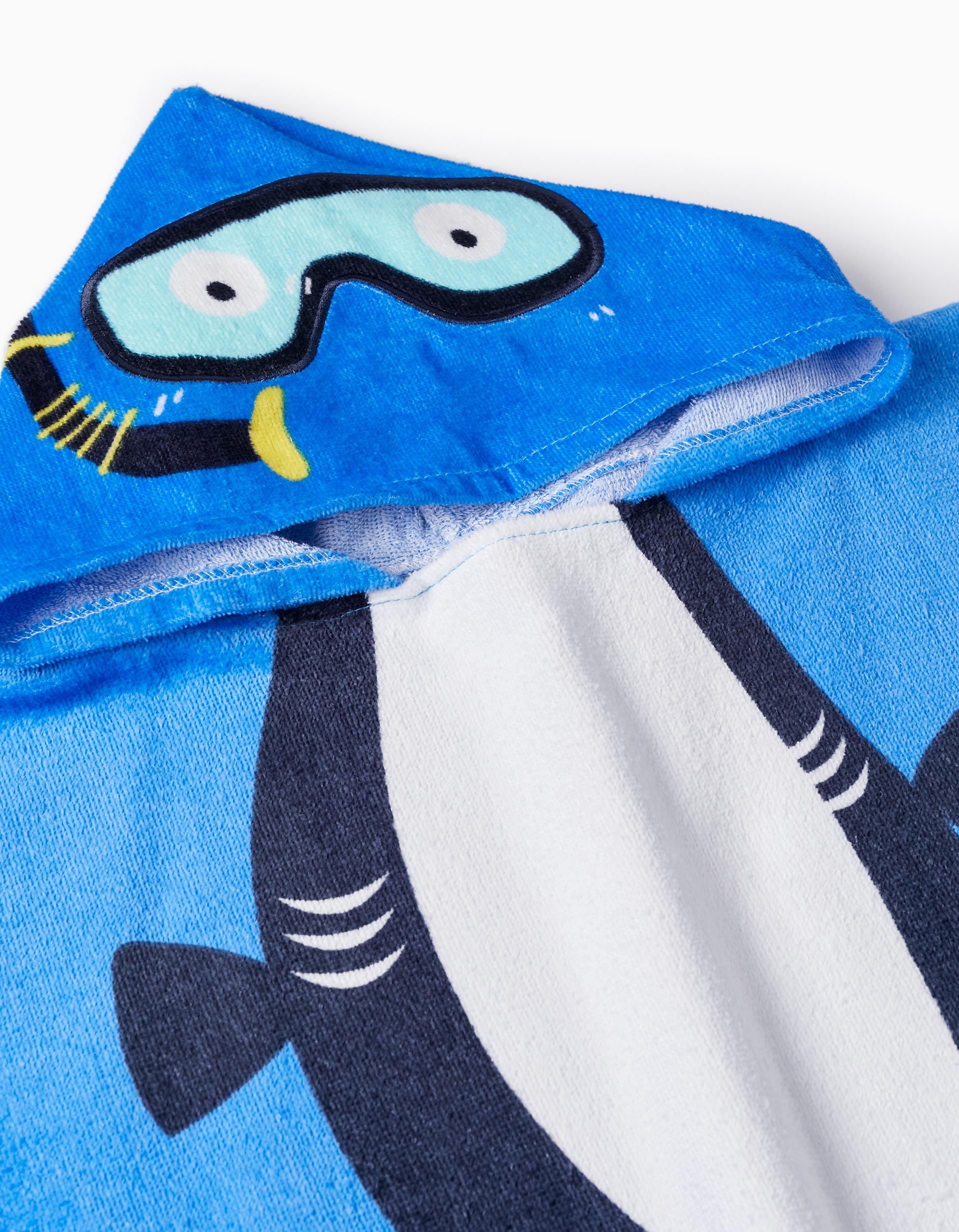 Poncho de Playa con Capucha para Bebé Niño 'Baleia', Azul