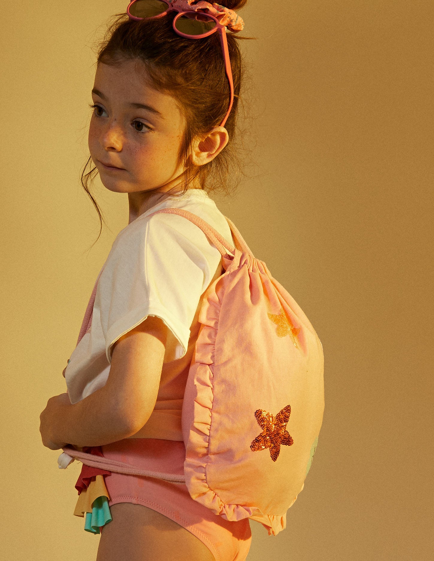 Mochila de Tecido com Lantejoulas para Bebé Menina, Rosa