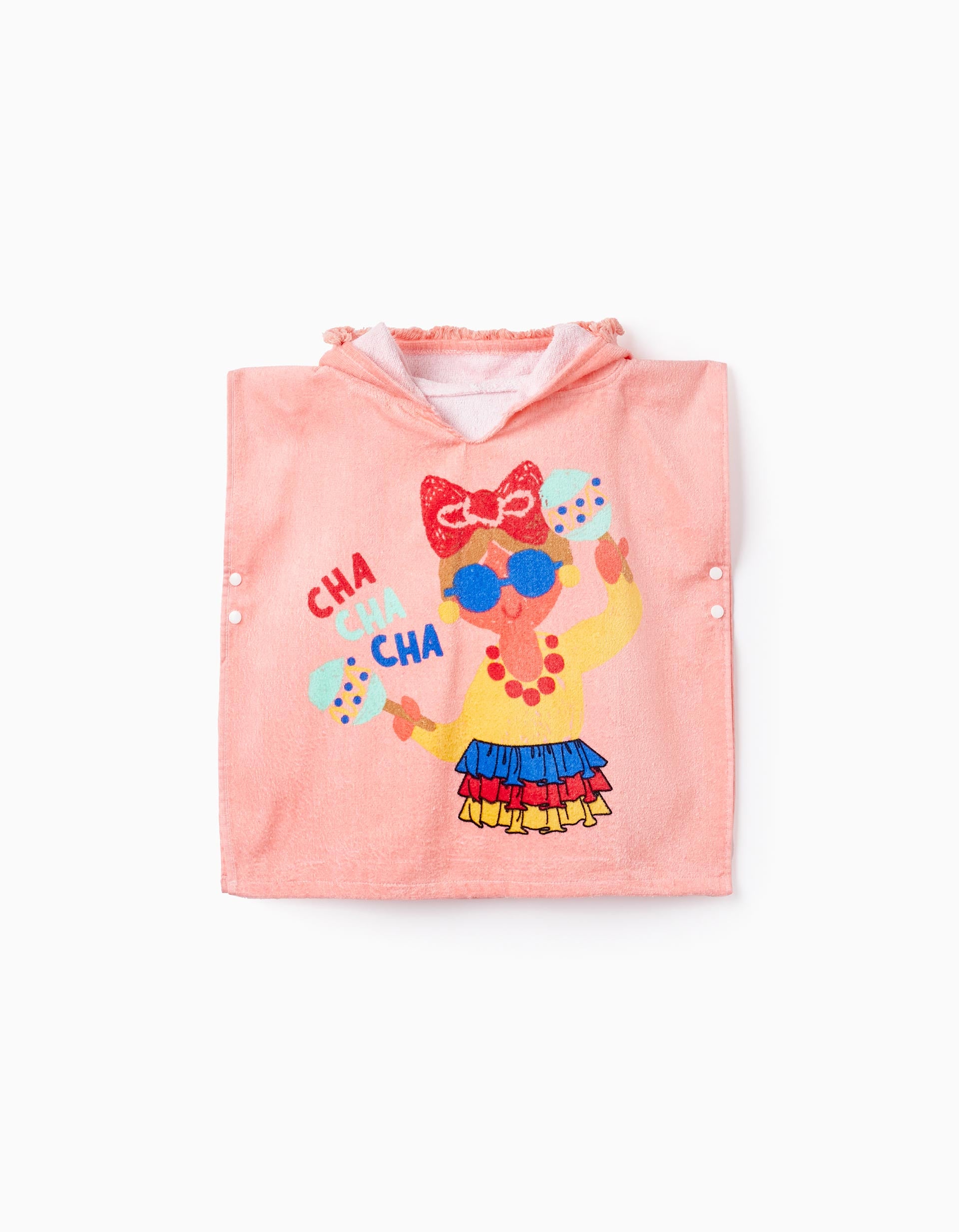 Poncho De Plage Avec Capuche Pour Bébé Fille 'Séville', Corail