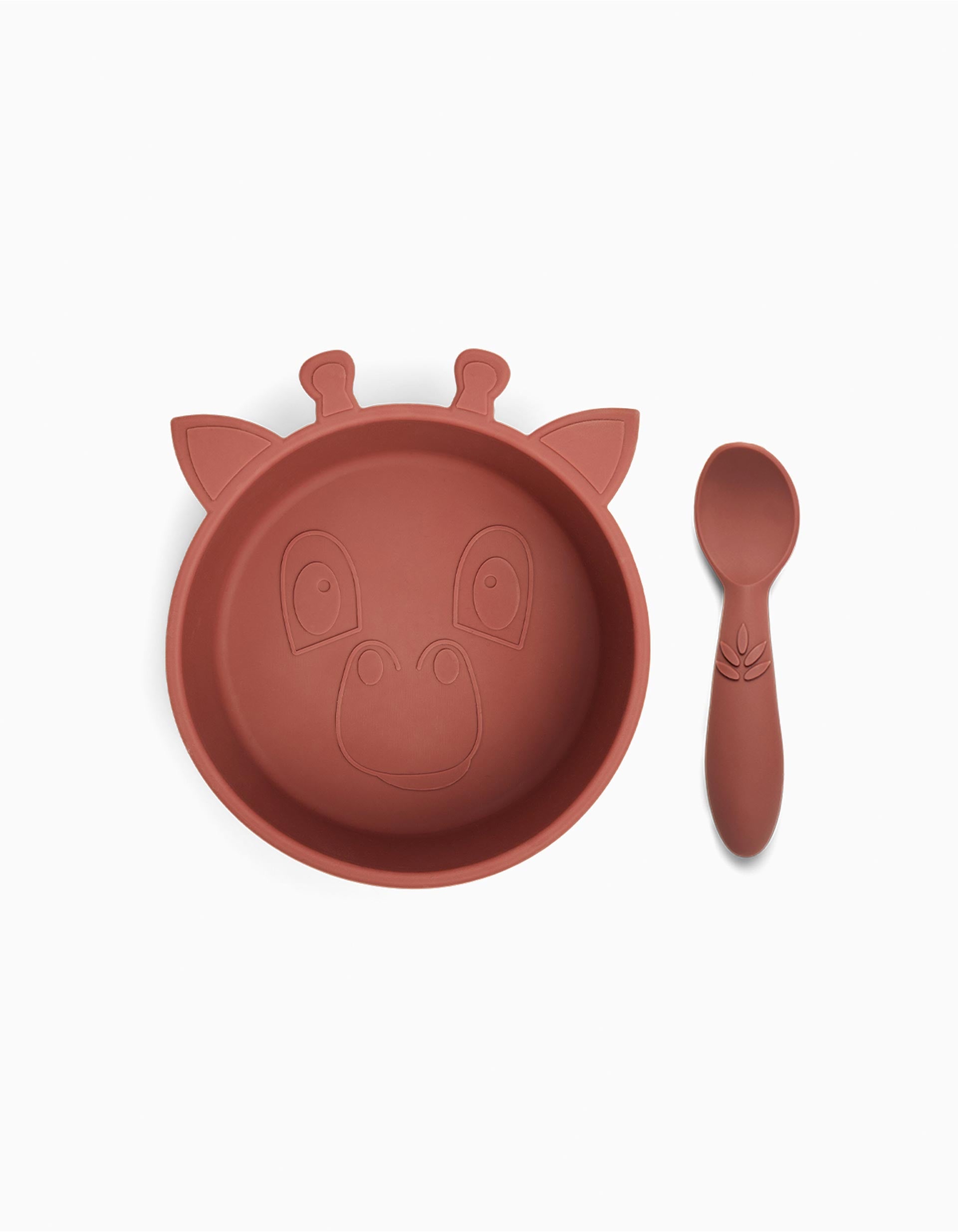 Nuuroo 4M+ Giraffe Terracotta Silicone Plate and Spoon Pack