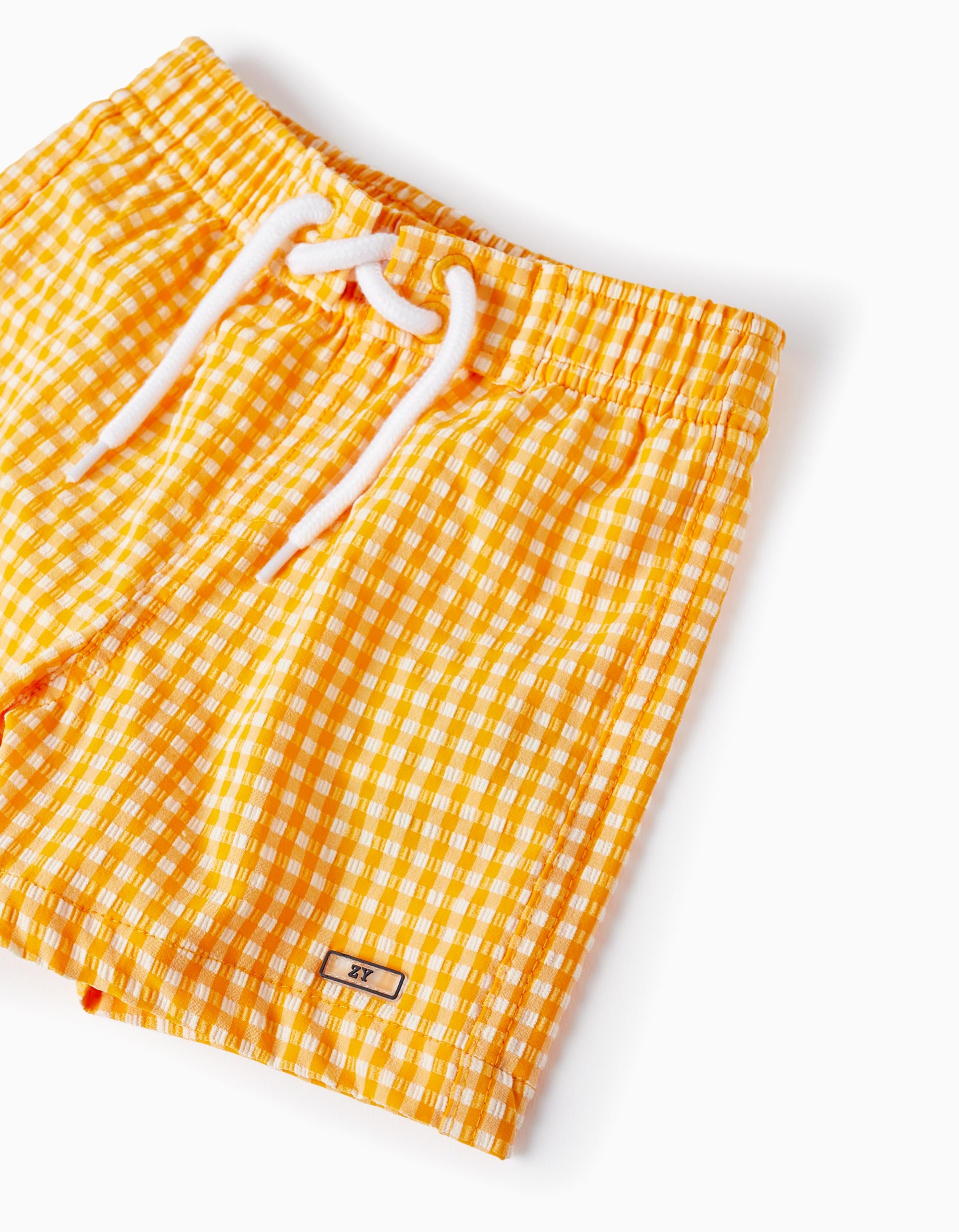 Bañador Short con Estampado Vichy para Bebé Niño, Amarillo