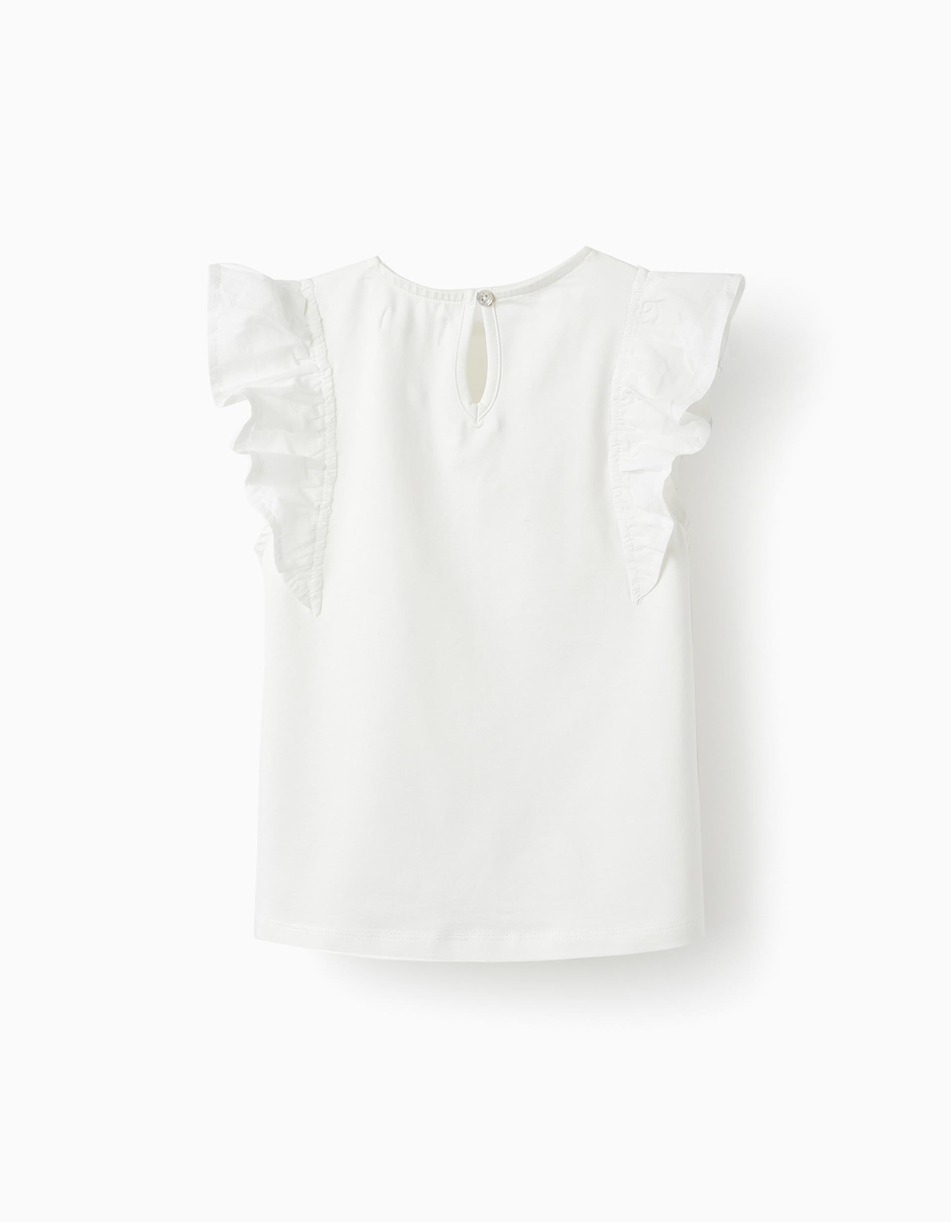 T-shirt avec des brillants et des paillettes 'Cygne', Blanc