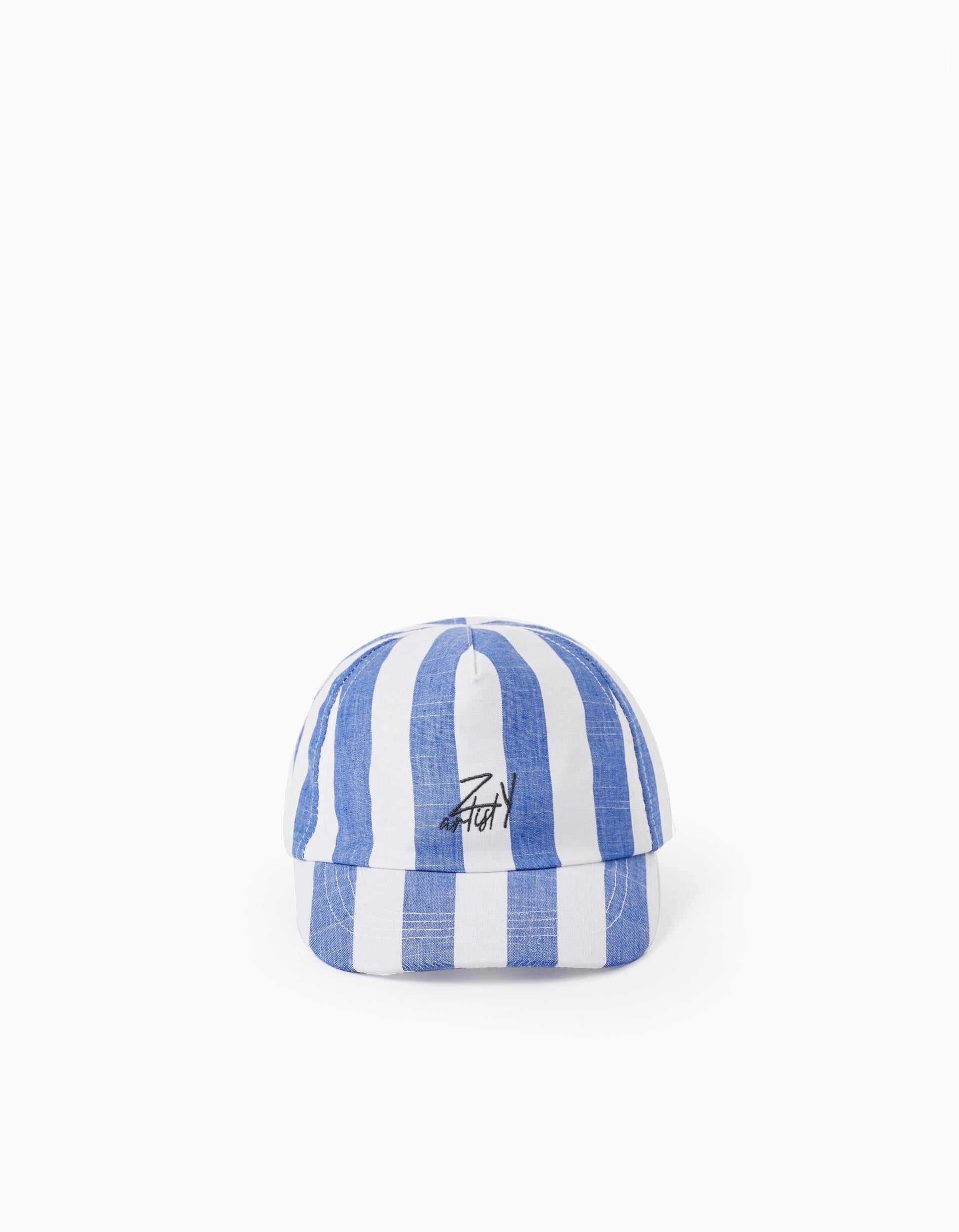 Striped Cap for Baby Boys, White/Blue