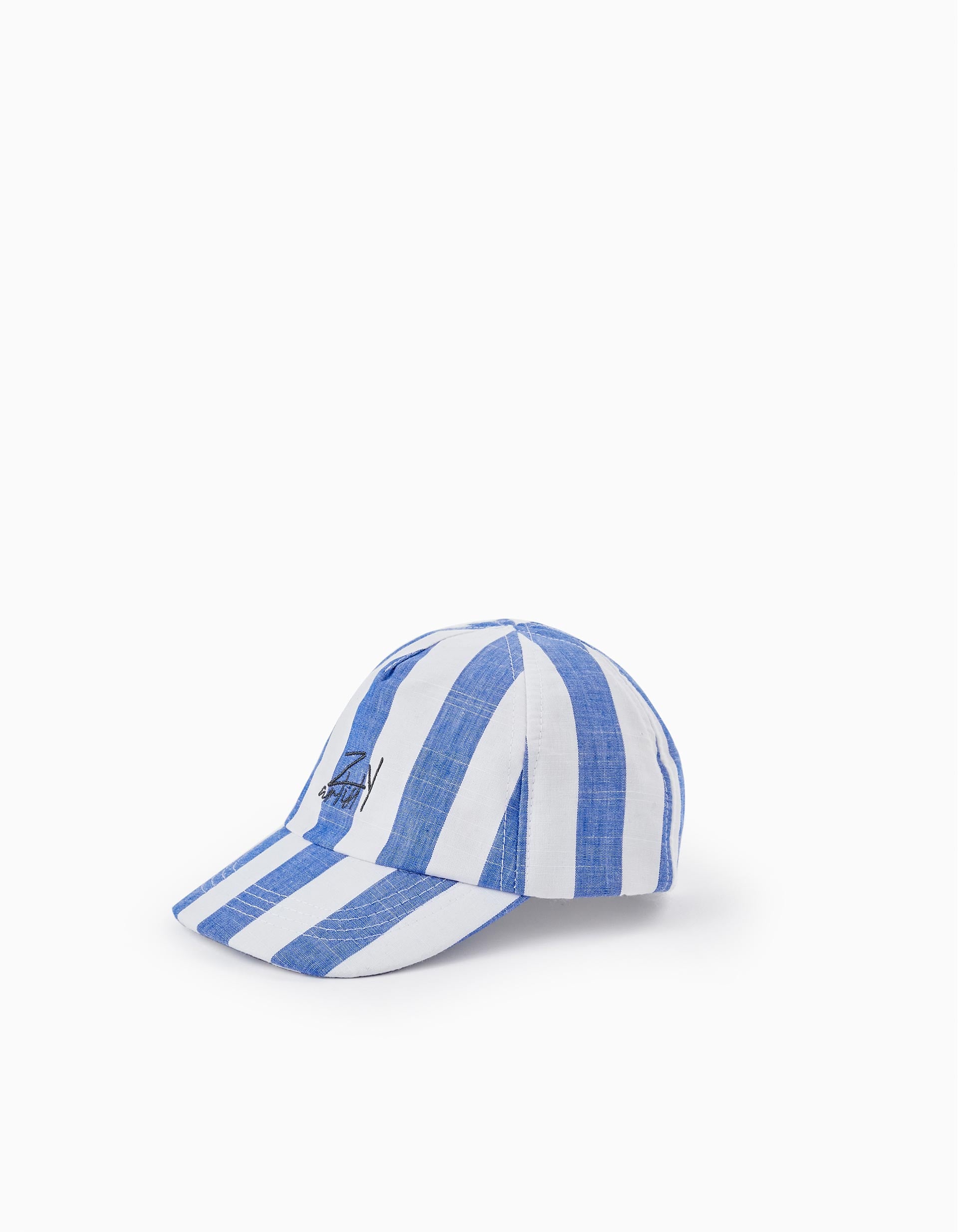 Striped Cap for Baby Boys, White/Blue