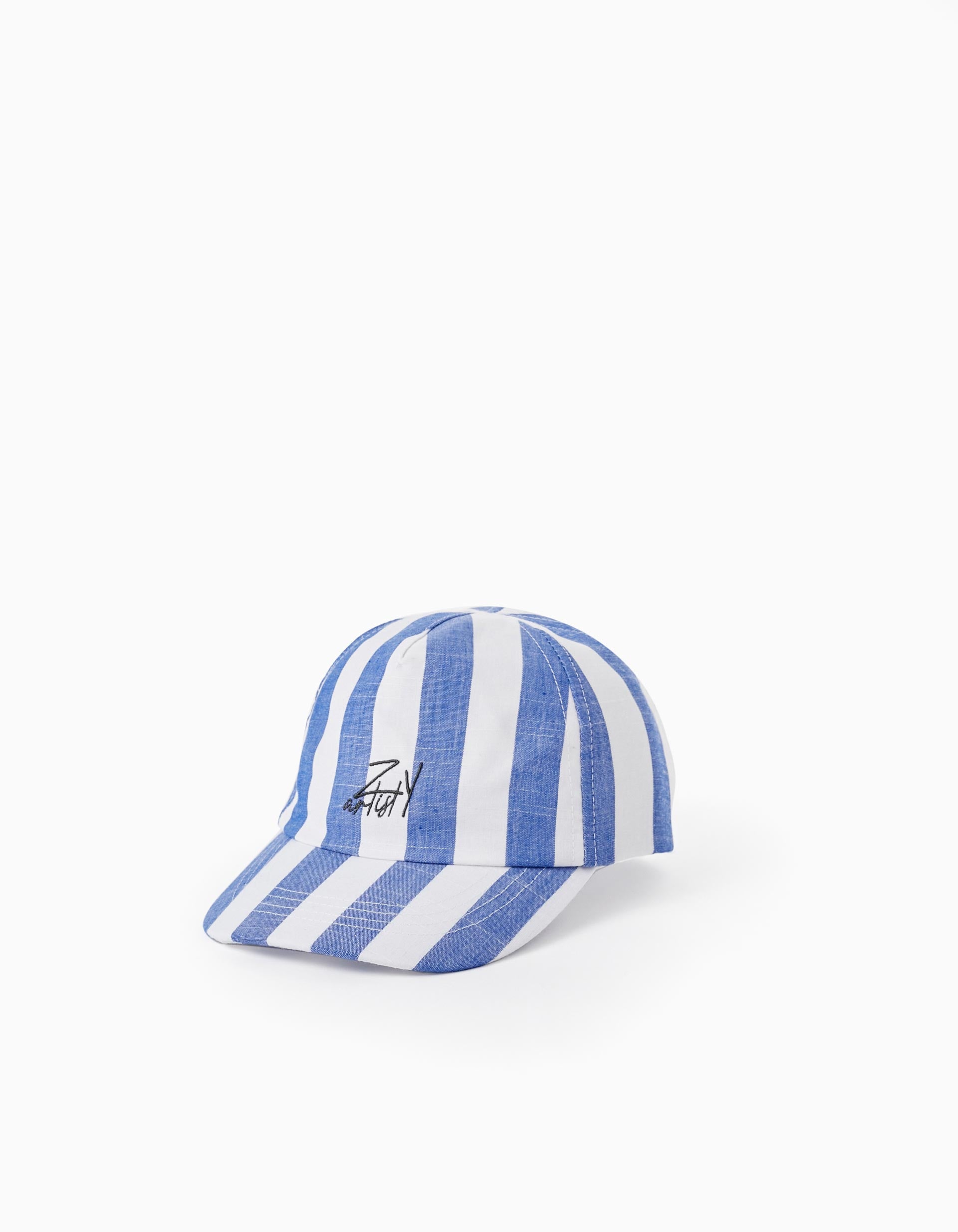 Striped Cap for Baby Boys, White/Blue