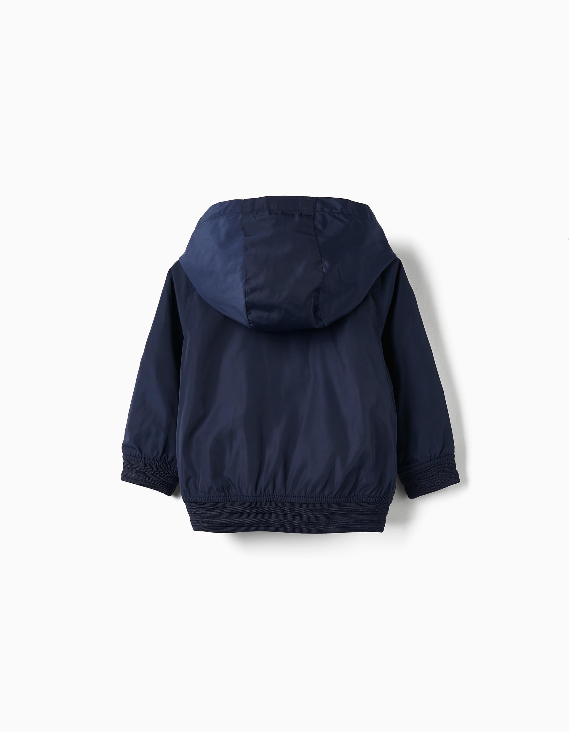 Hooded Jacket with Removable Hood for Baby Boy, Dark Blue