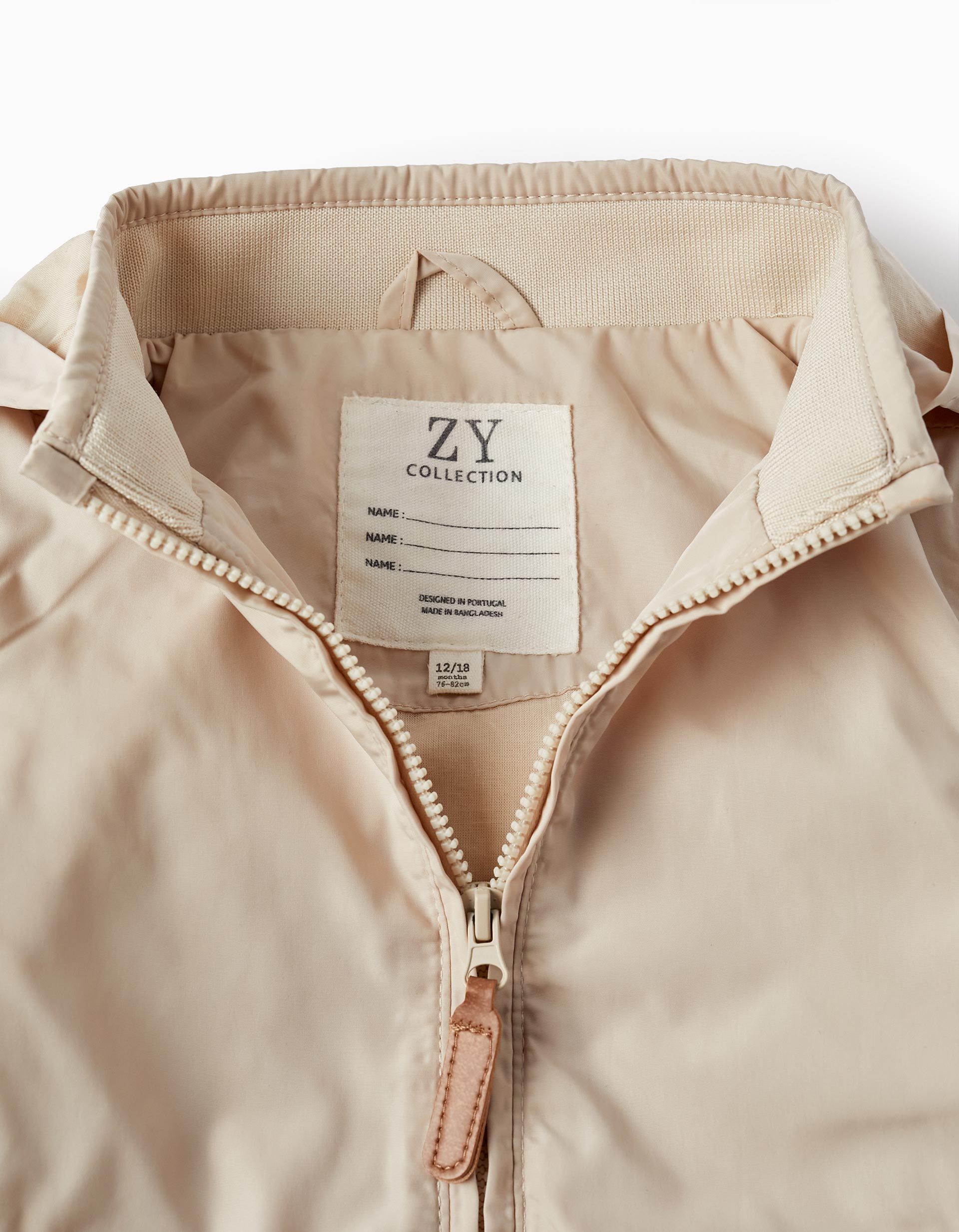 Chaqueta con Capucha Desmontable para Bebé Niño, Beige