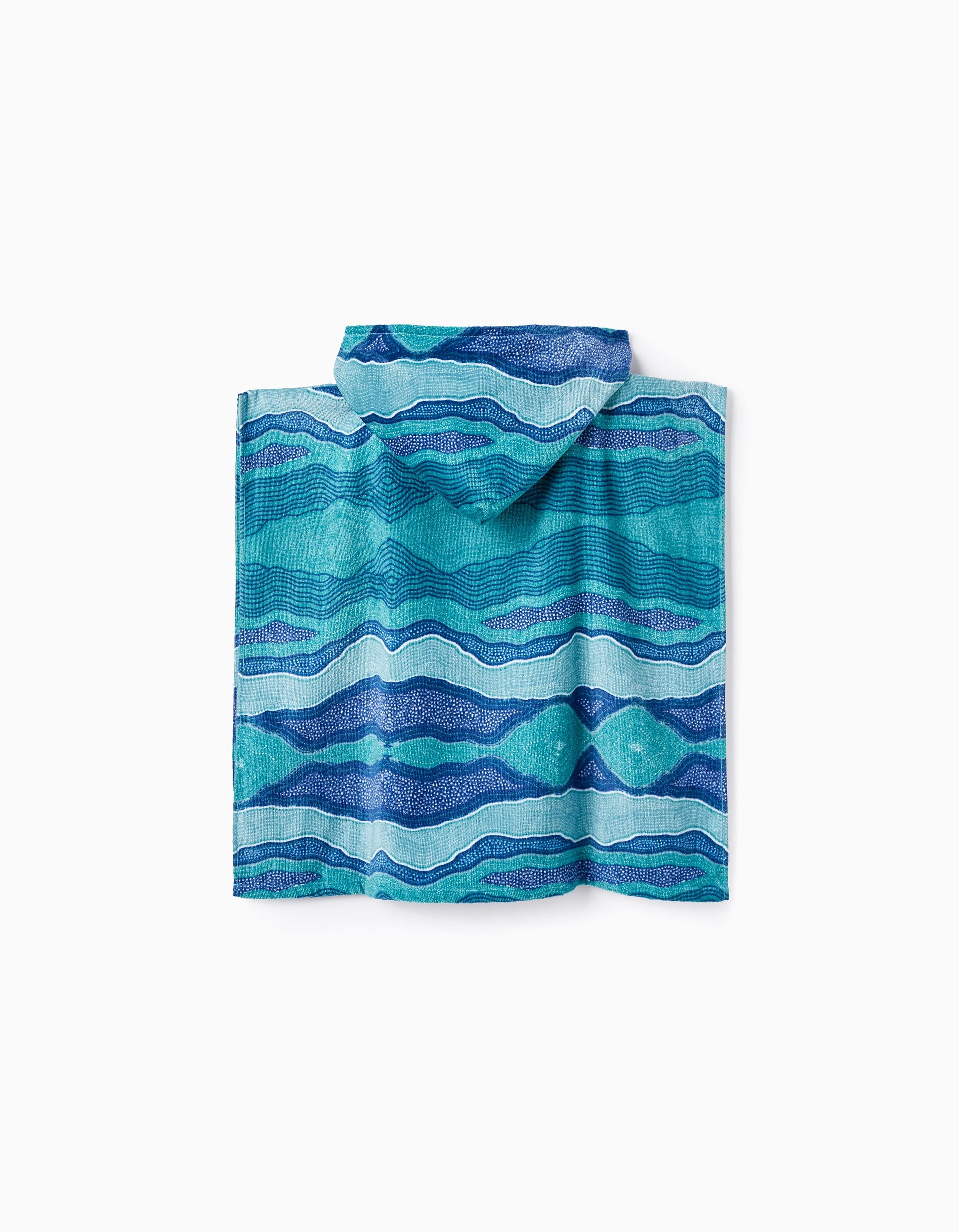 Poncho De Plage Avec Capuche Pour Garçon 'Vagues', Vert/Bleu Foncé