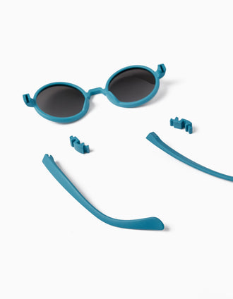 Lunettes de Soleil Flexibles avec Protection UV Niveau 3 pour bébé garçon, Bleu