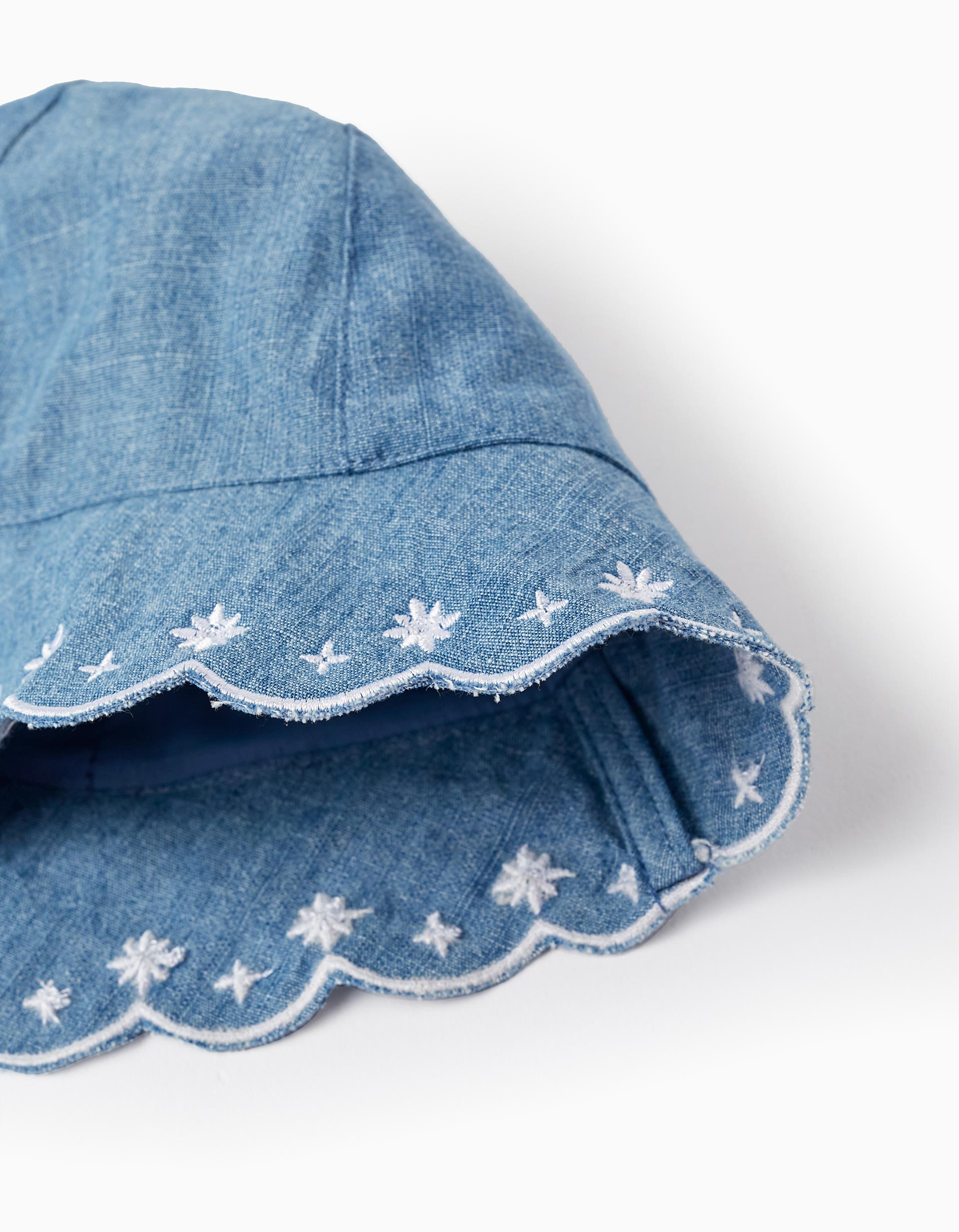 Cotton Denim Hat with Embroidery for Baby and Girl, Blue