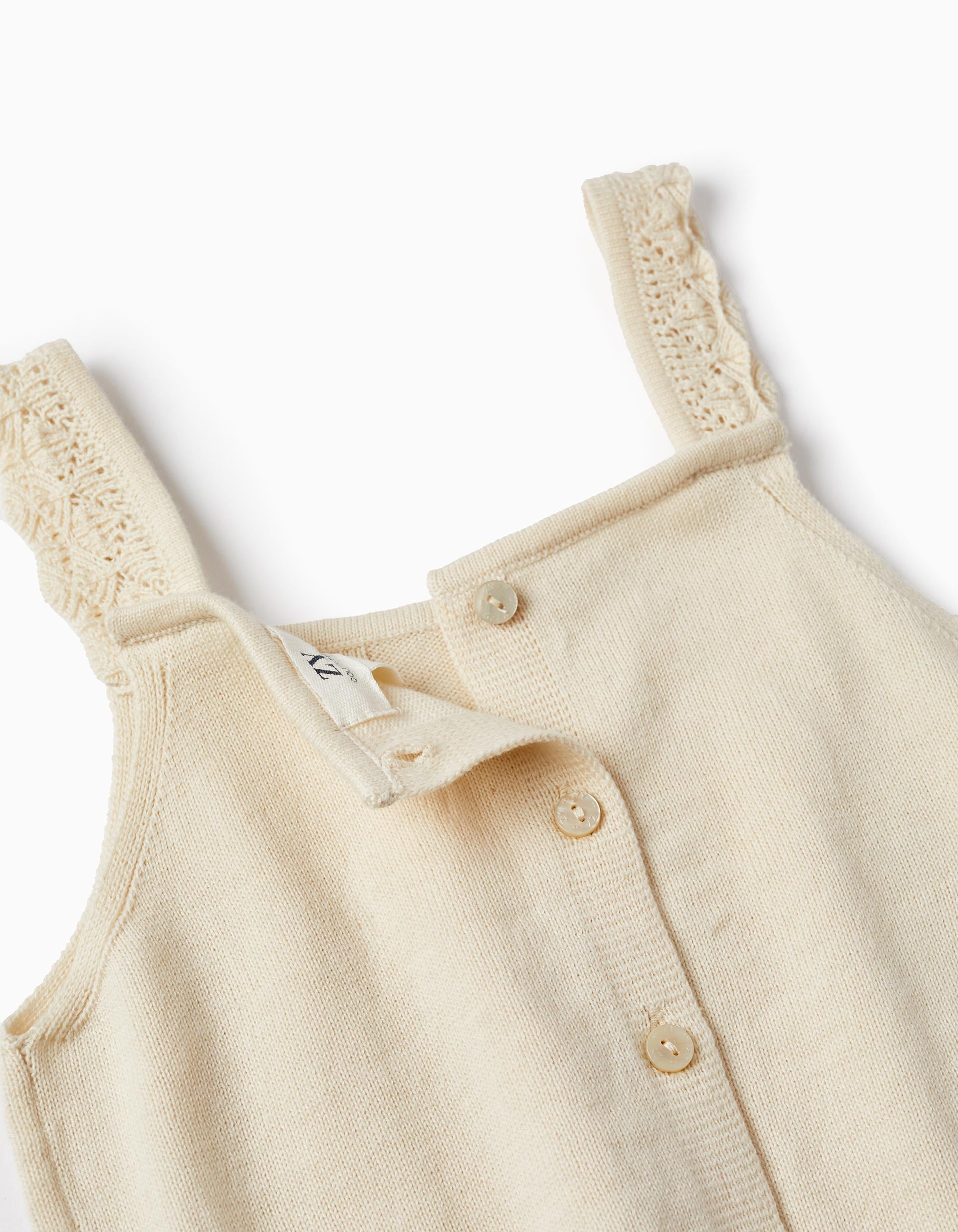 Top de Tirantes en Punto para Niña, Beige Claro