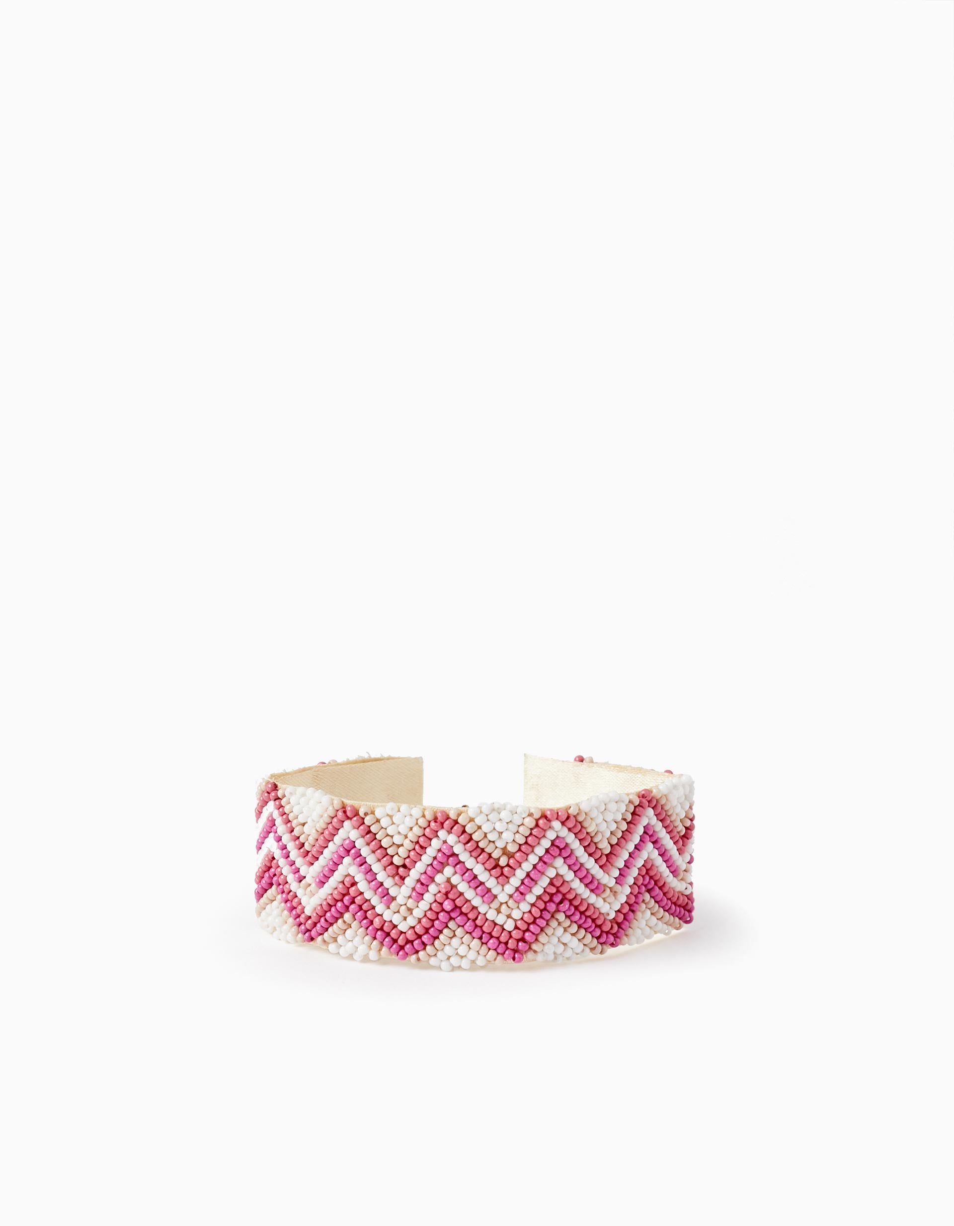 Pulseira com Missangas para Bebé e Menina, Branco/Bege/Rosa