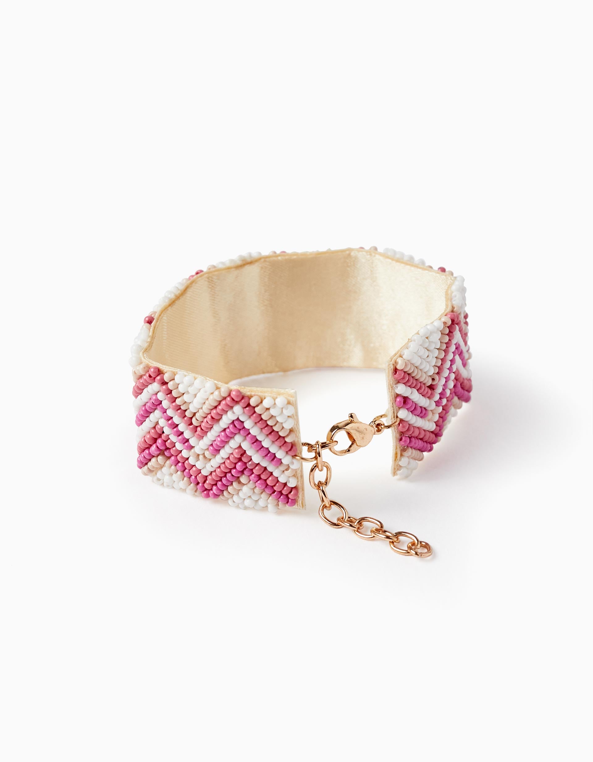 Pulseira com Missangas para Bebé e Menina, Branco/Bege/Rosa