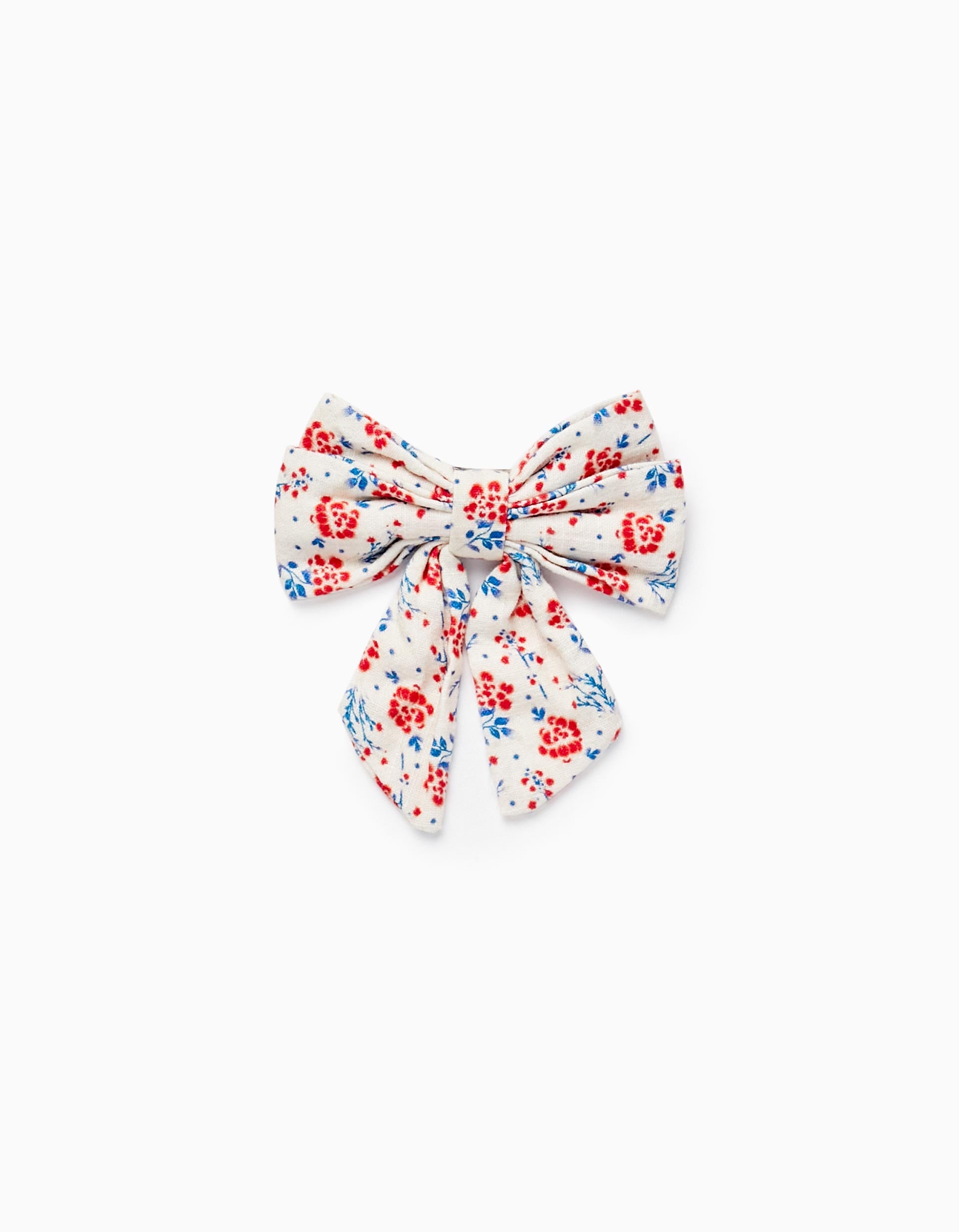 Pince à cheveux avec nœud pour bébé et fille 'Floral', Beige/Bleu/Rouge