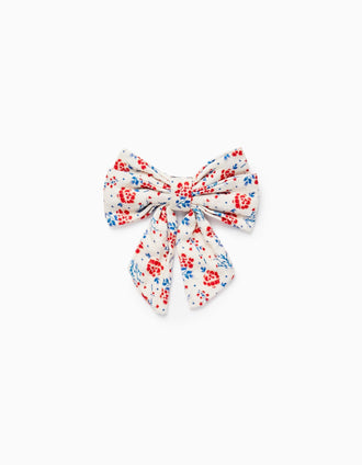 Gancho com Laço para Bebé e Menina 'Floral', Bege/Azul/Vermelho