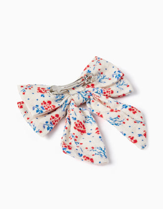 Gancho com Laço para Bebé e Menina 'Floral', Bege/Azul/Vermelho