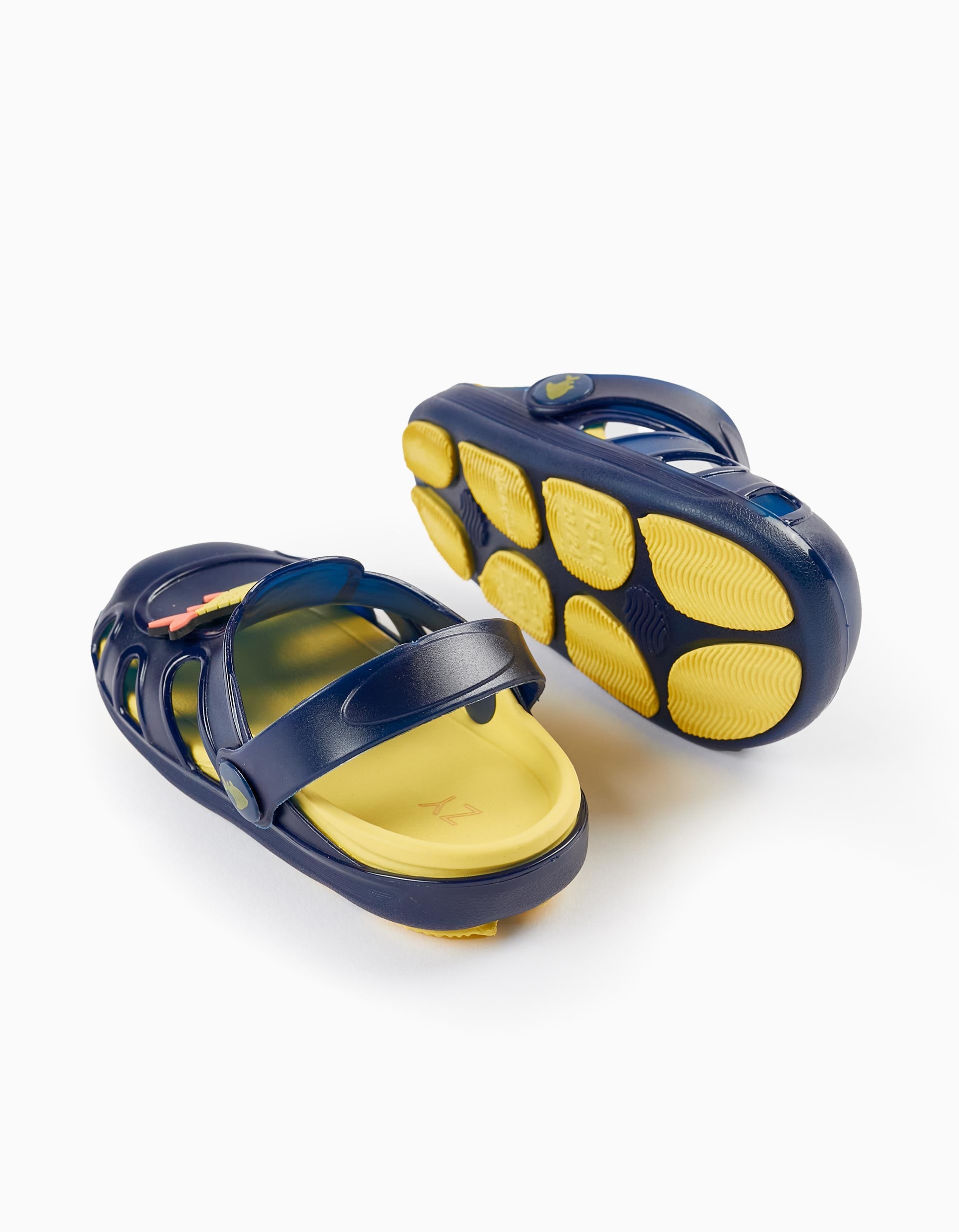 Sandalias Clogs para Bebé Niño 'Pez - Delicious', Azul Oscuro/Amarelo