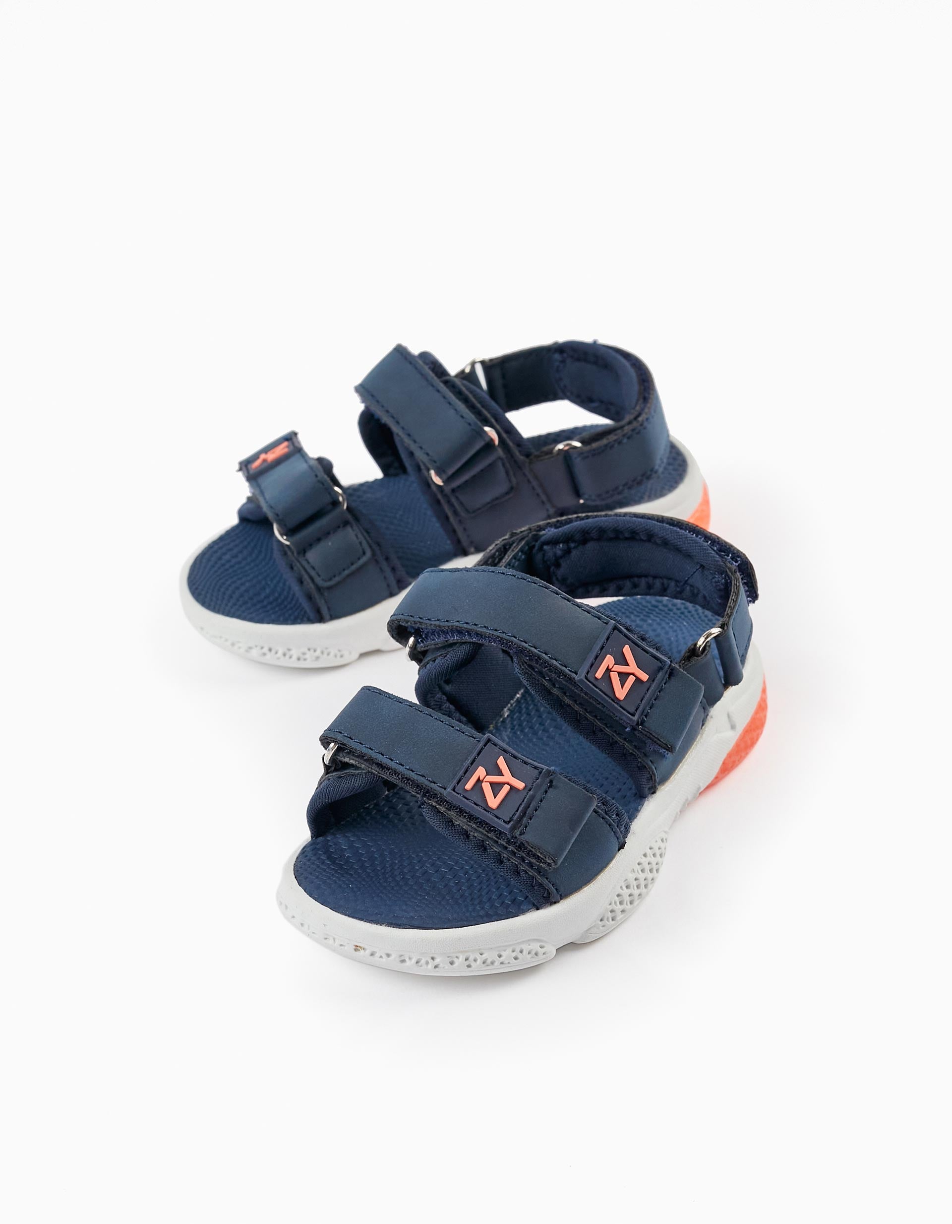 Sandalias con Luces para Bebé Niño 'Superlight ZY', Azul Oscuro/Naranja