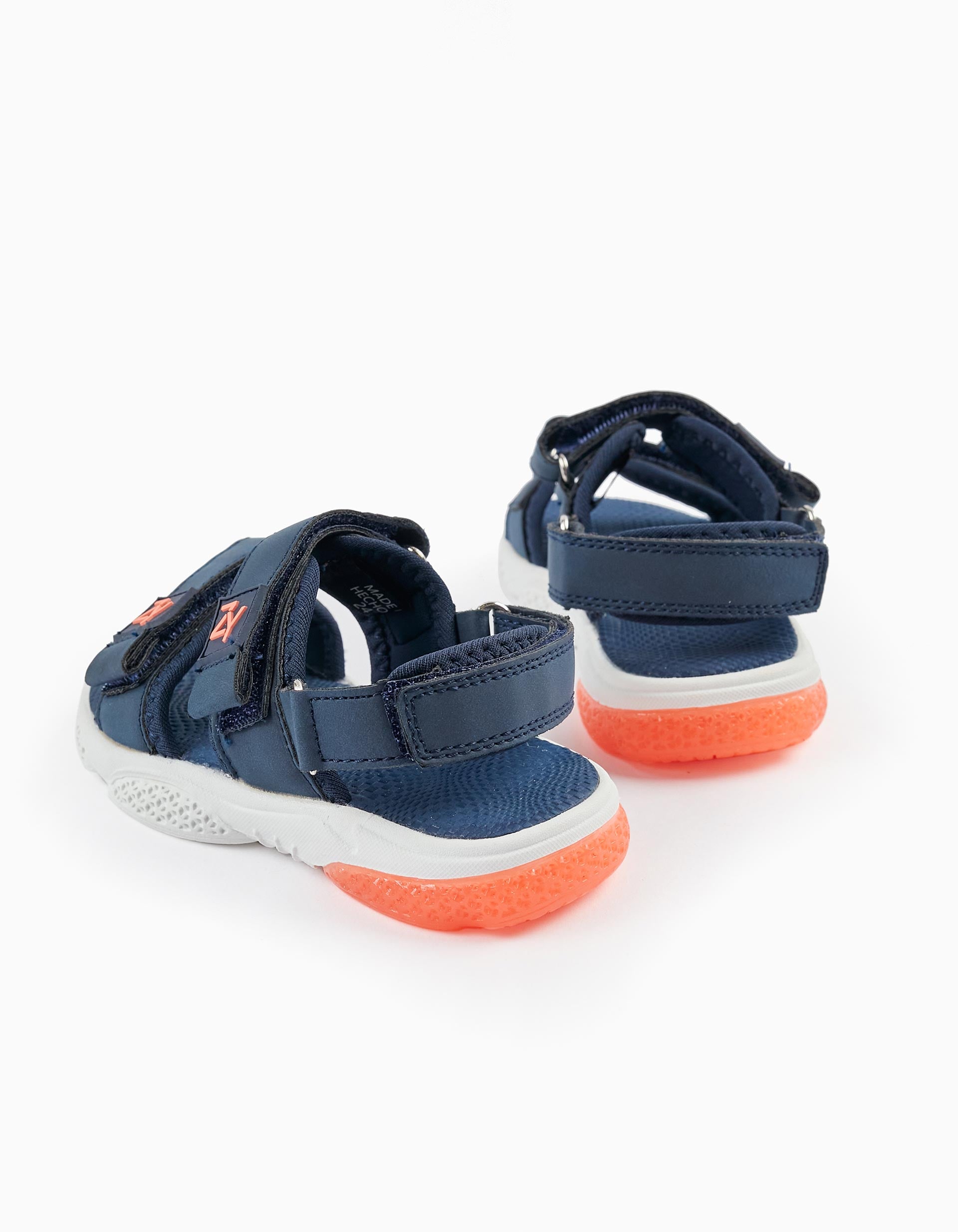 Sandalias con Luces para Bebé Niño 'Superlight ZY', Azul Oscuro/Naranja