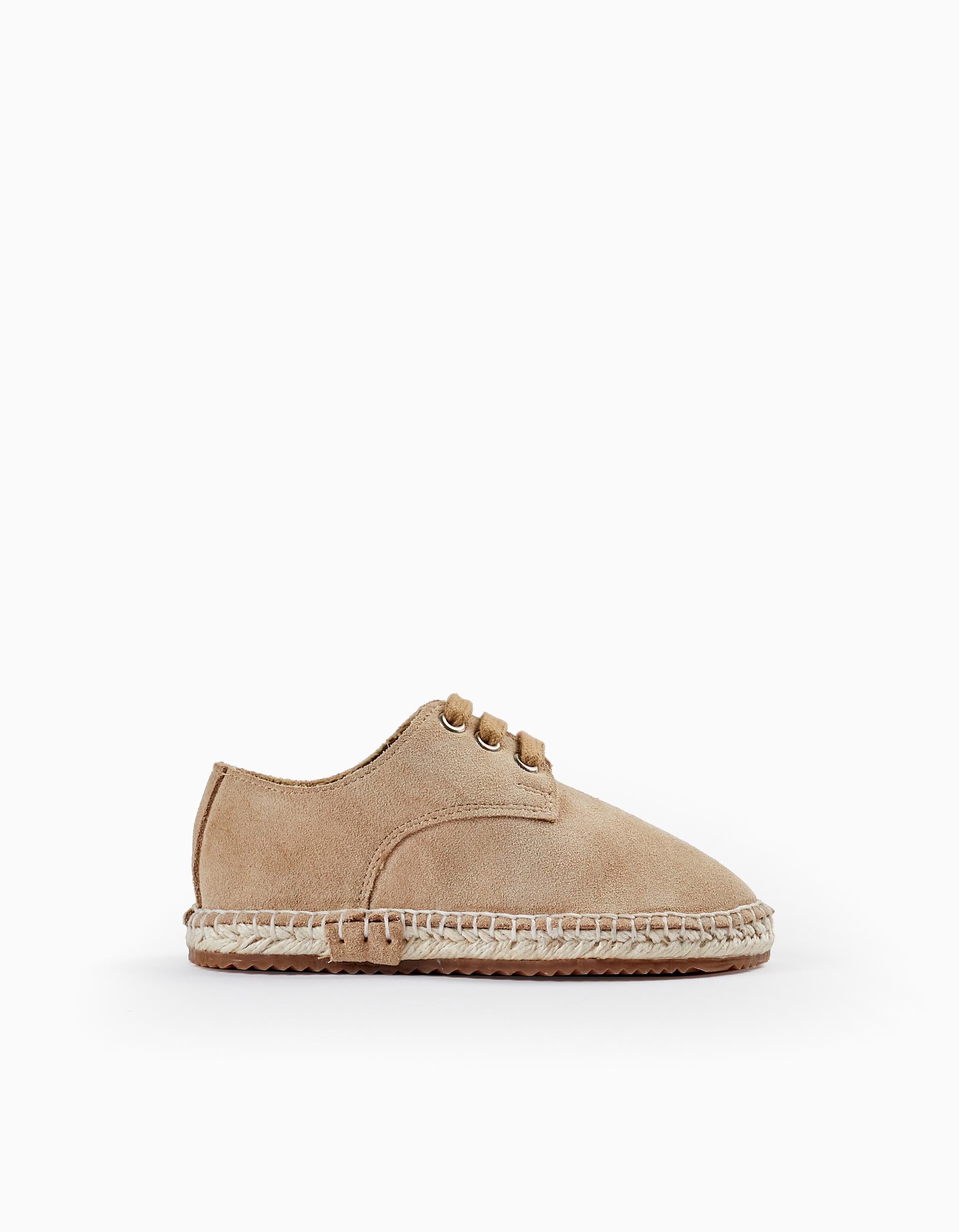 Chaussures en daim en cuir pour bébé garçon, Beige Foncé