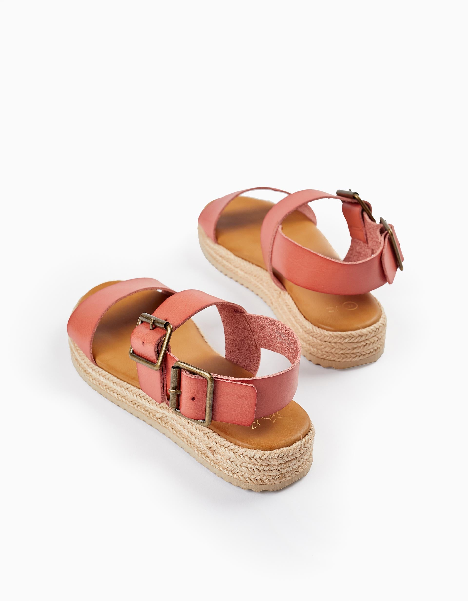 Sandals with Jute Sole for Girls, Brown/Pink