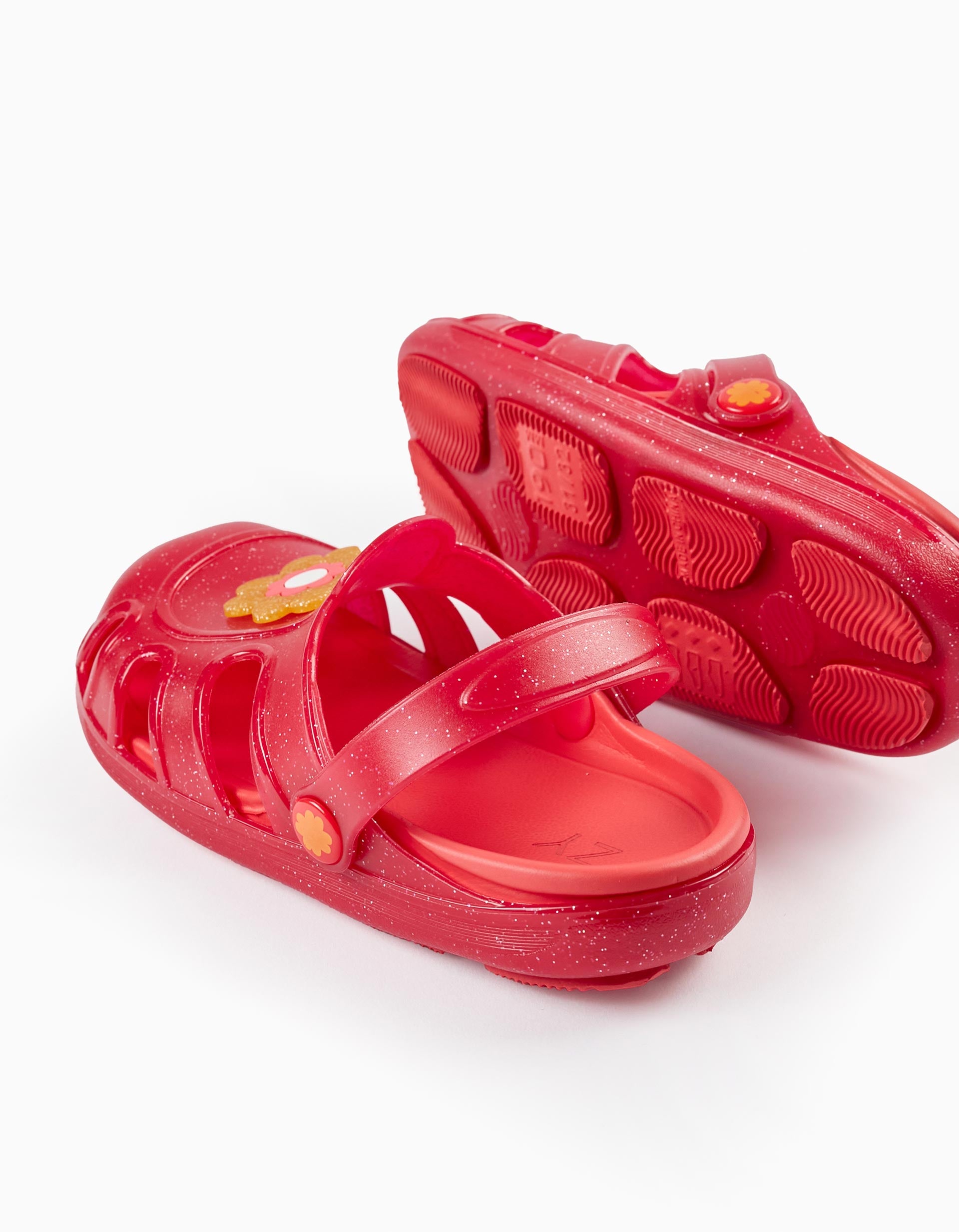 Clogs Sandals for Girls 'Flower - Delicious', Red