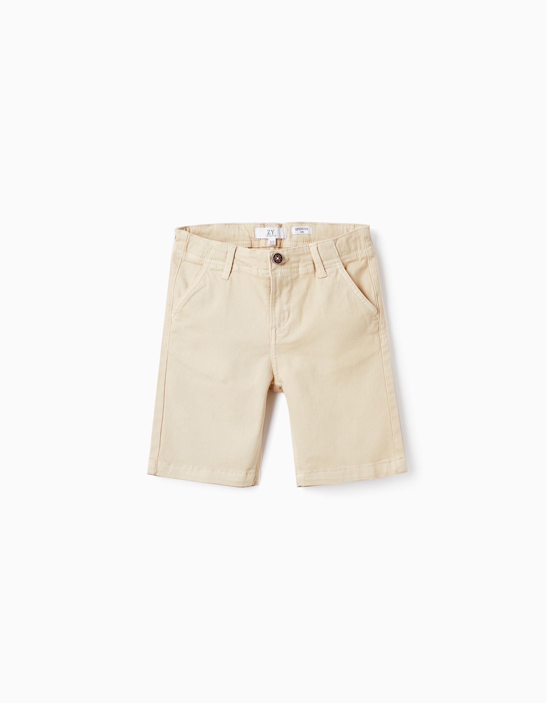 Pantalones Cortos Midi de Sarga de Algodón para Niño 'B&S', Beige