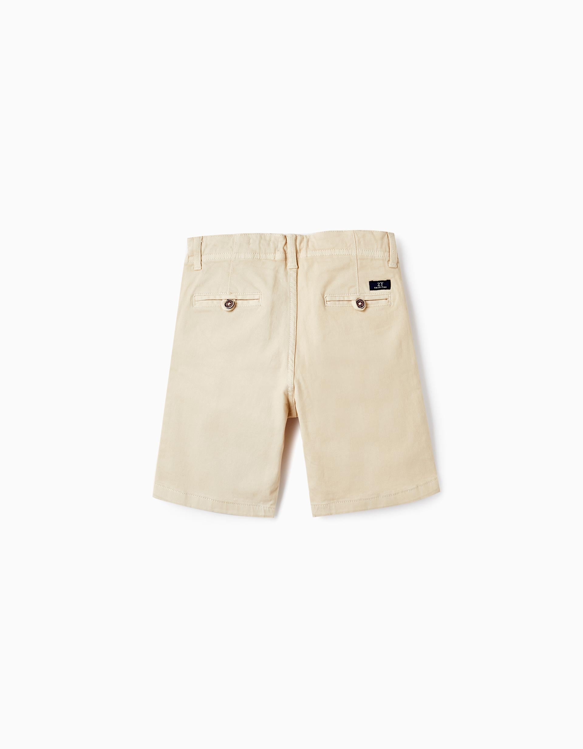 Pantalones Cortos Midi de Sarga de Algodón para Niño 'B&S', Beige