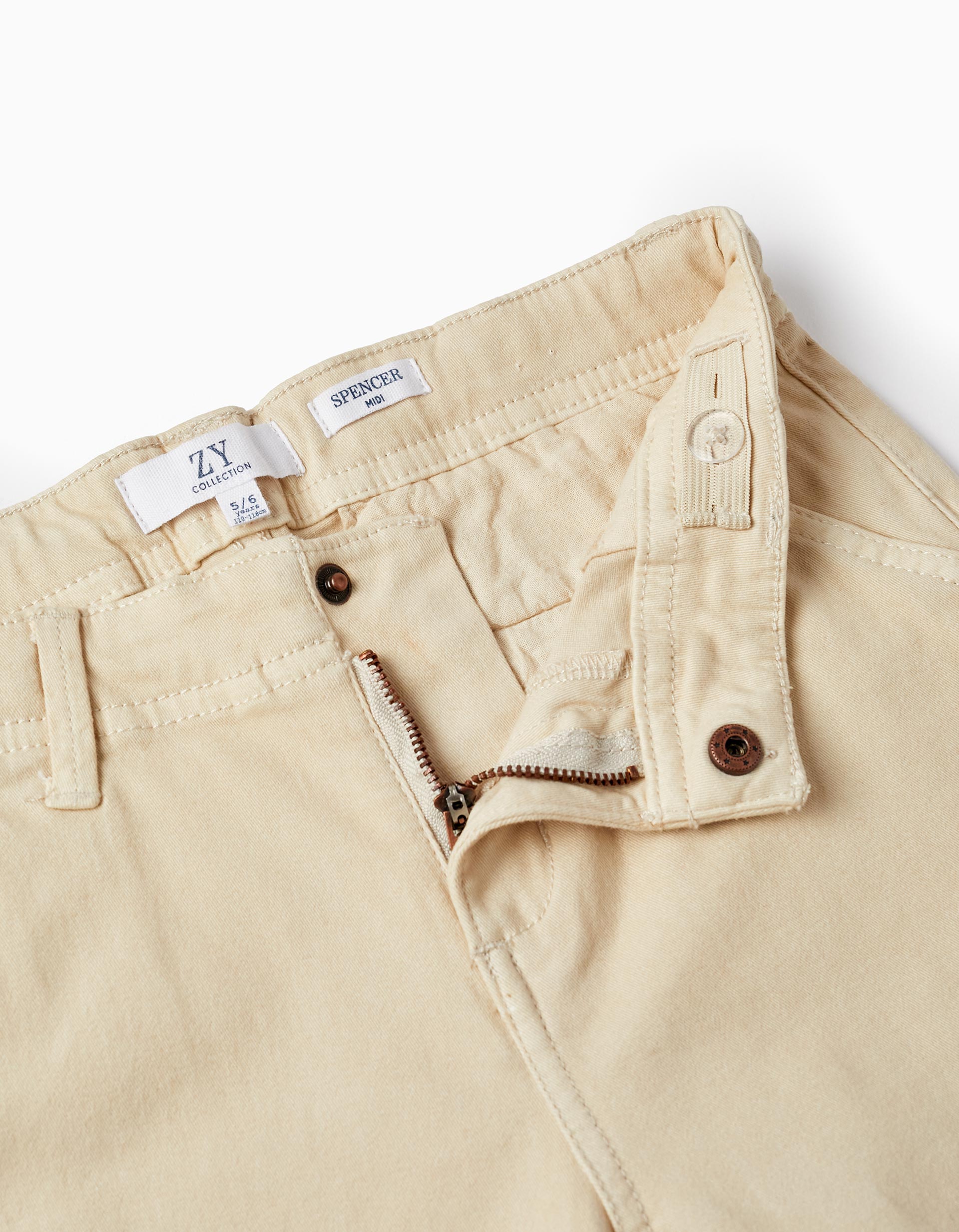 Pantalones Cortos Midi de Sarga de Algodón para Niño 'B&S', Beige