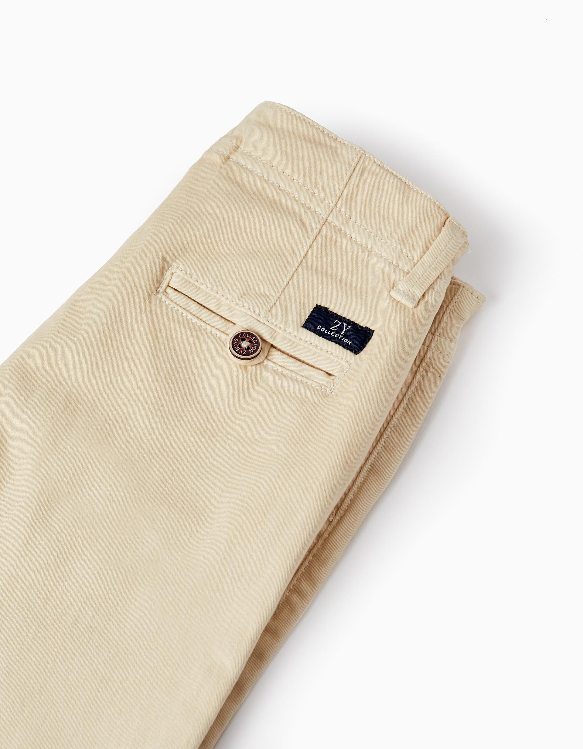 Pantalones Cortos Midi de Sarga de Algodón para Niño 'B&S', Beige