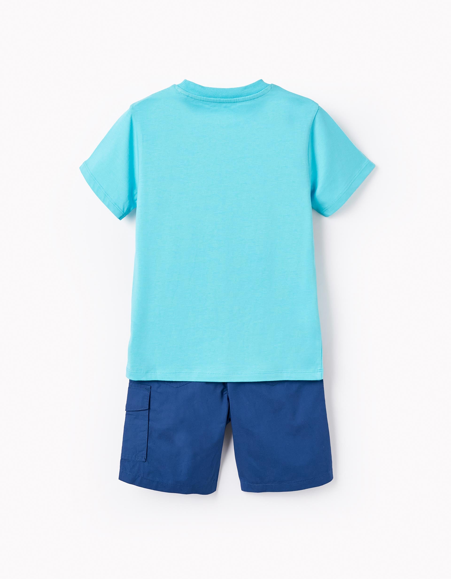 Camiseta + Short Cargo para Niño 'Ondas', Azul/Turquesa