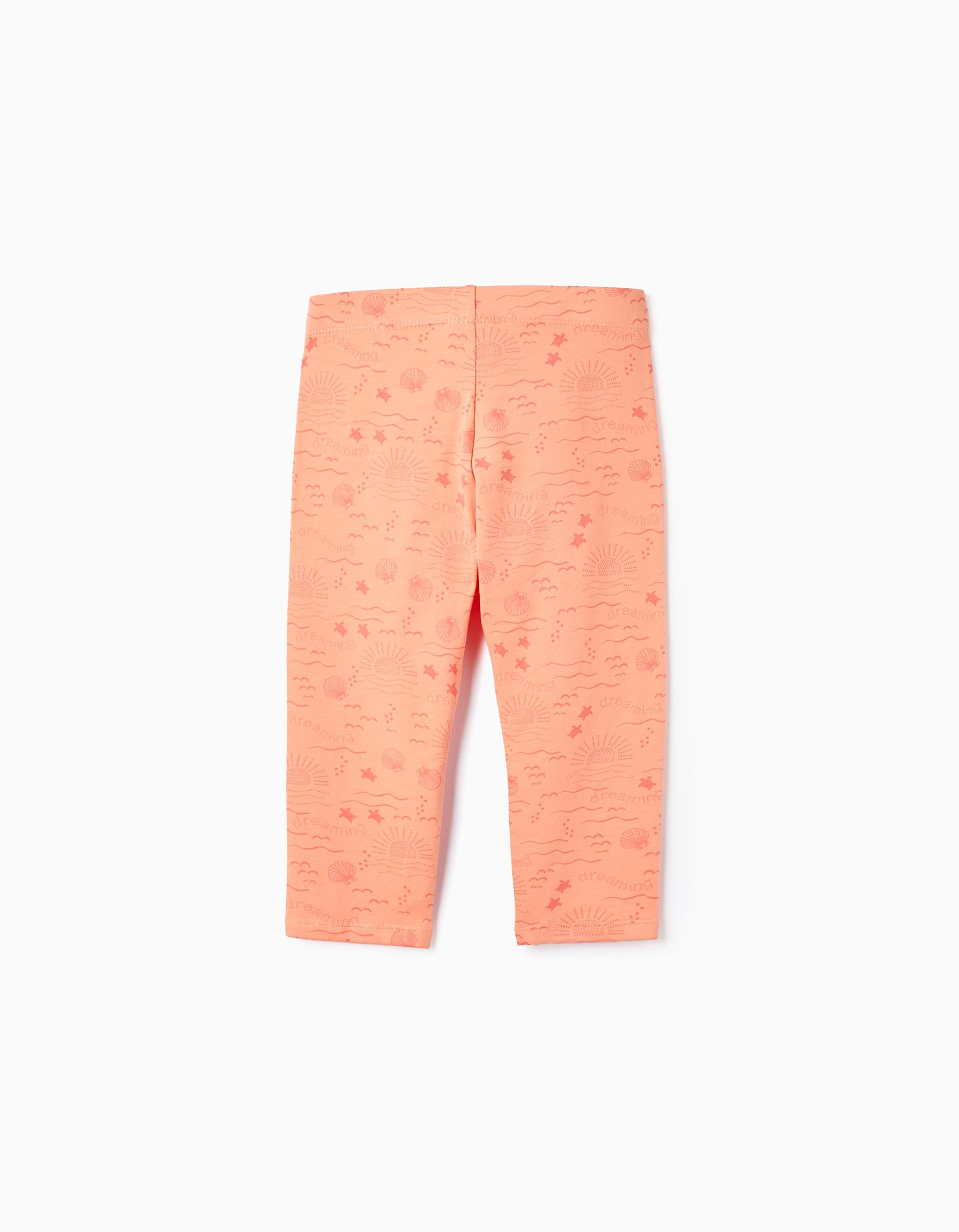 2 Leggings Courts en Coton pour Fille, Corail