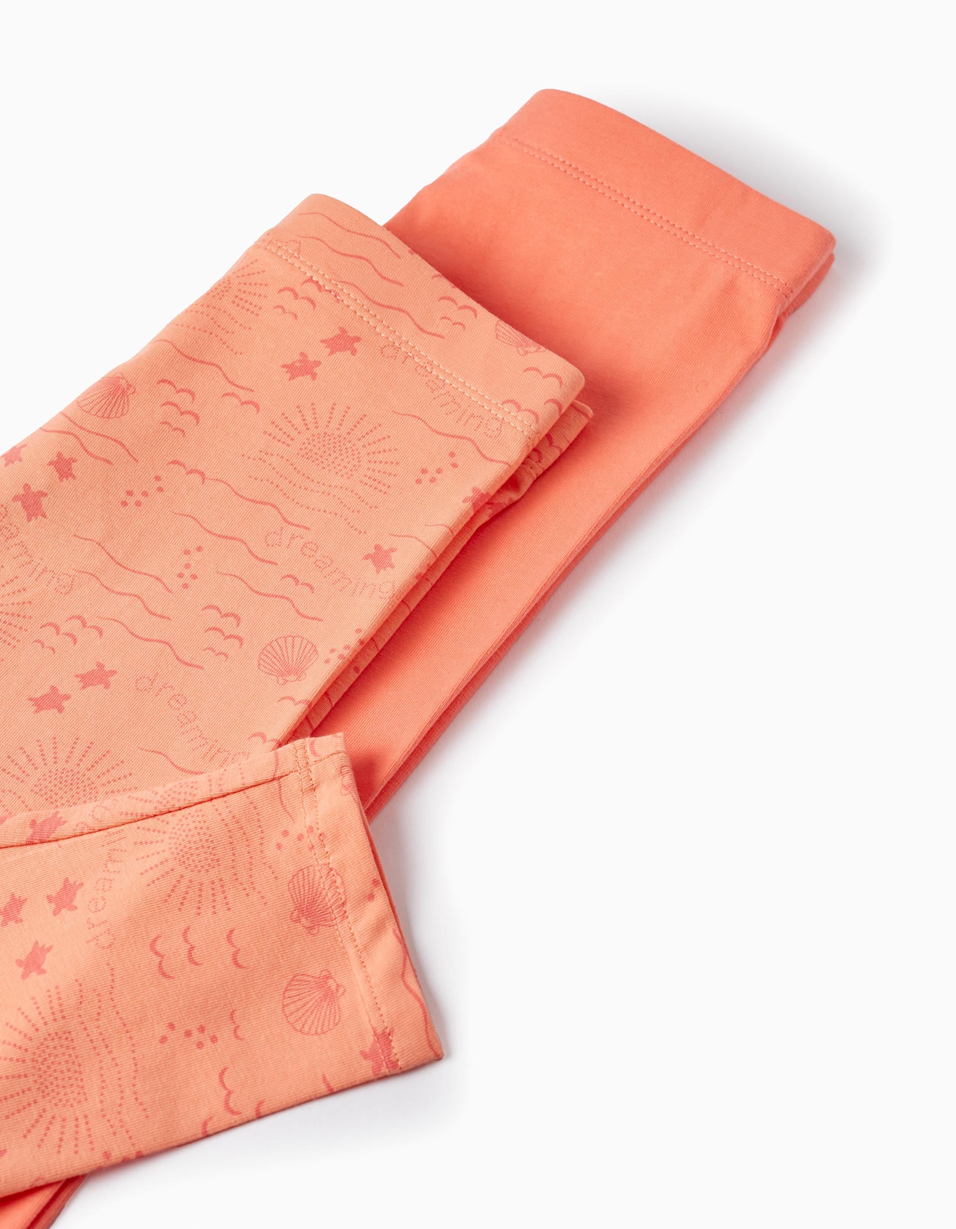 2 Leggings Courts en Coton pour Fille, Corail