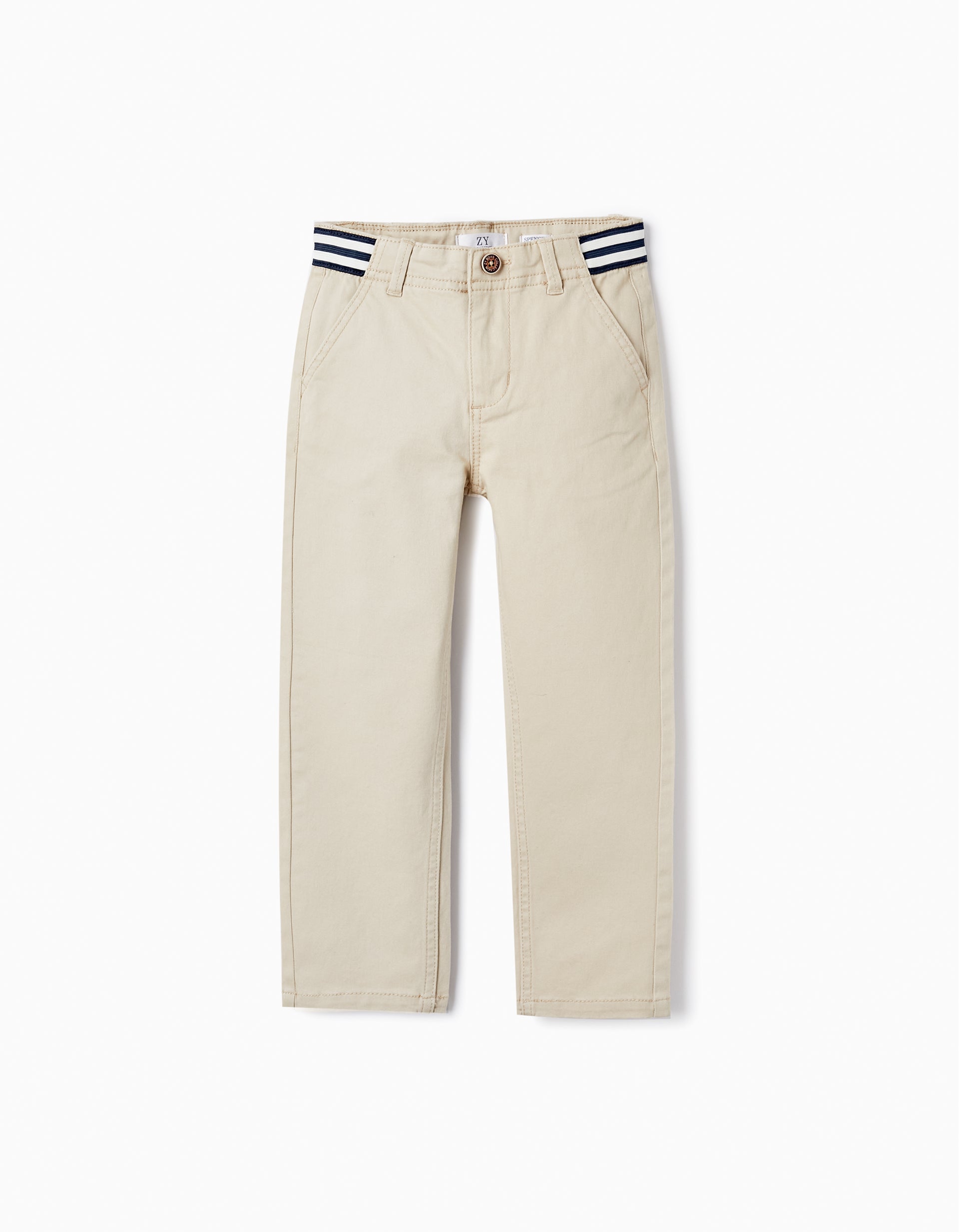 Pantalones de Sarga de Algodón para Niño 'Slim Fit', Beige