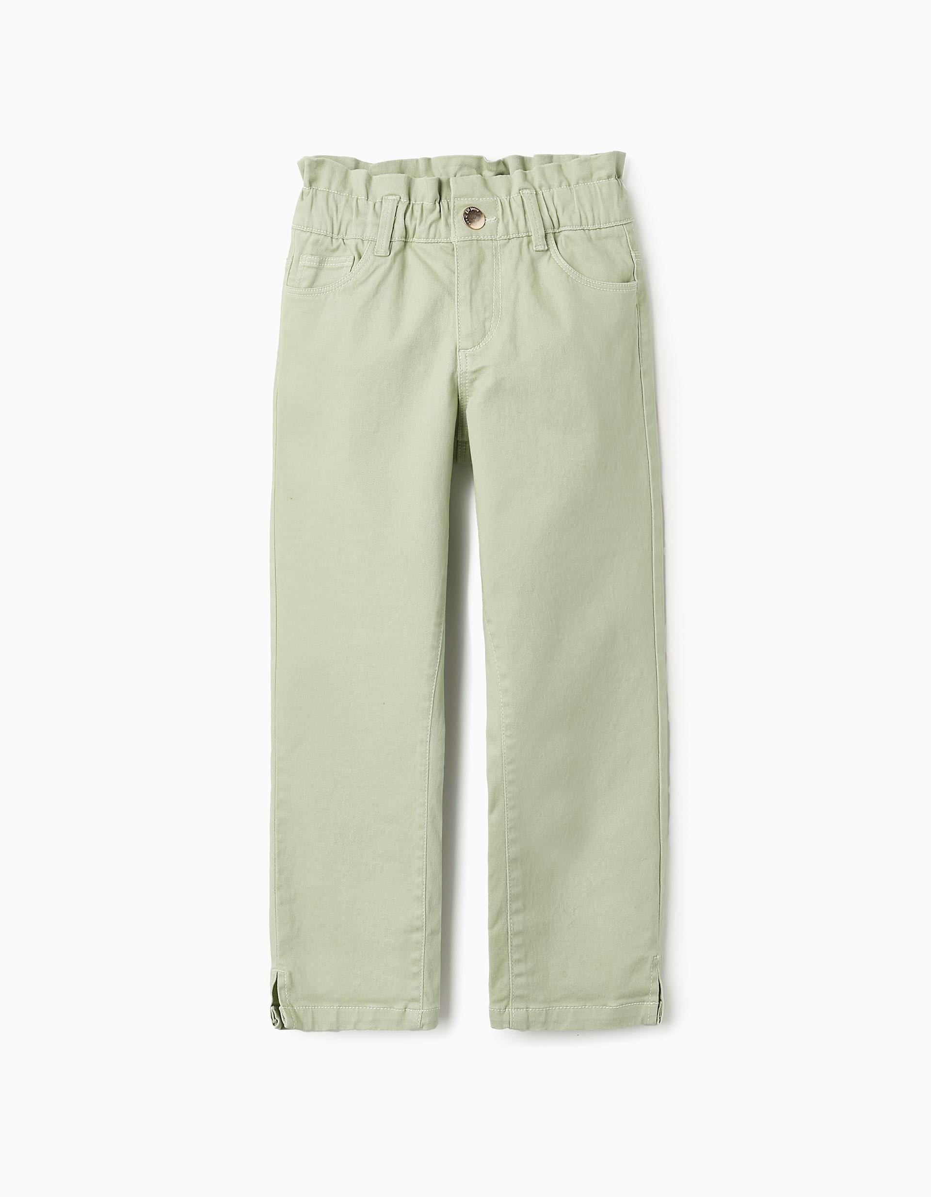 Cotton Twill Trousers for Girls, Green