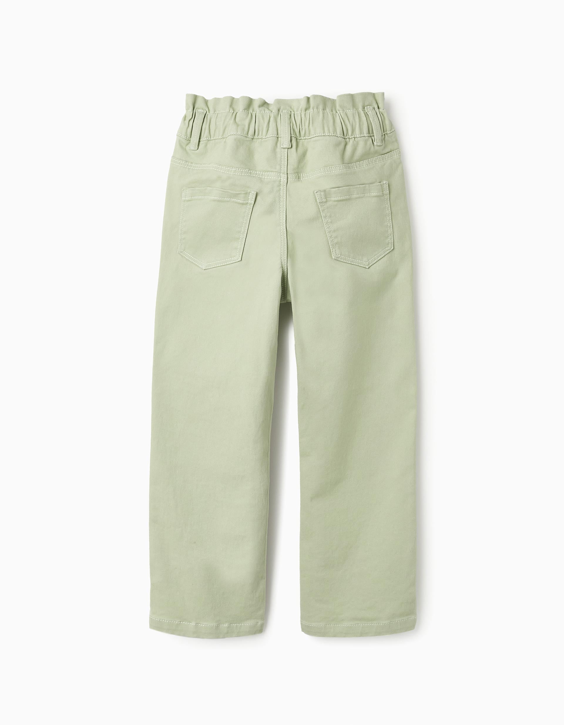 Cotton Twill Trousers for Girls, Green