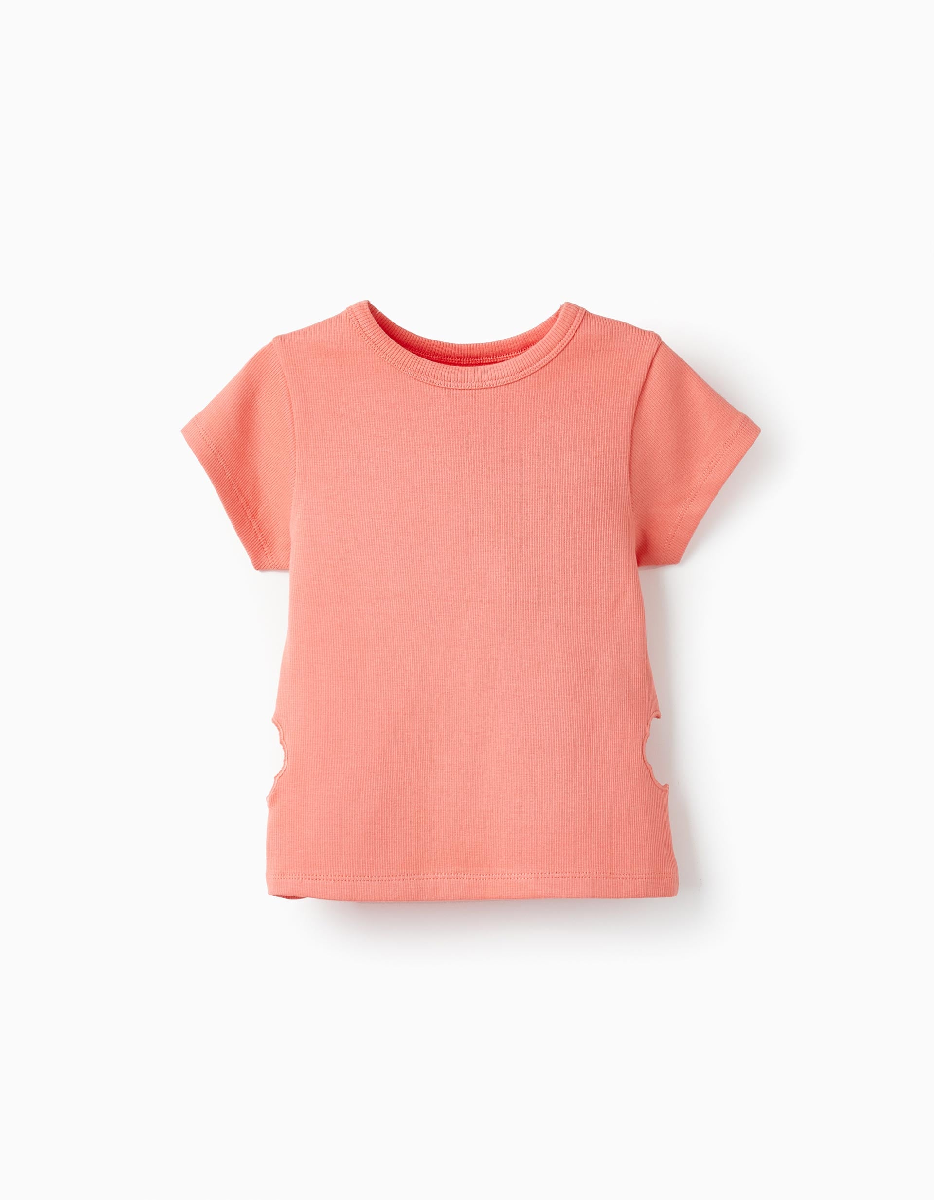 Ribbed T-Shirt for Girls, Coral