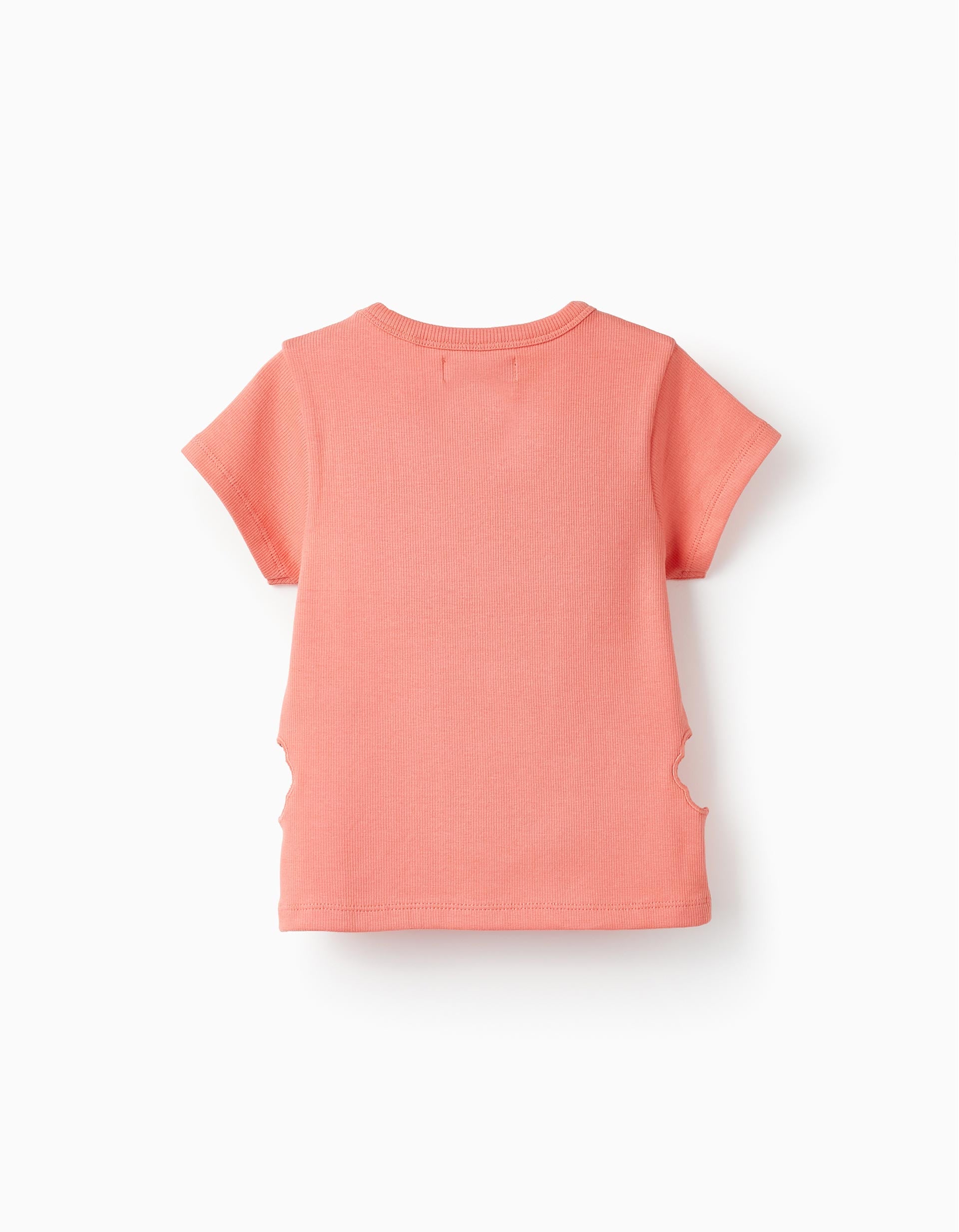 Ribbed T-Shirt for Girls, Coral