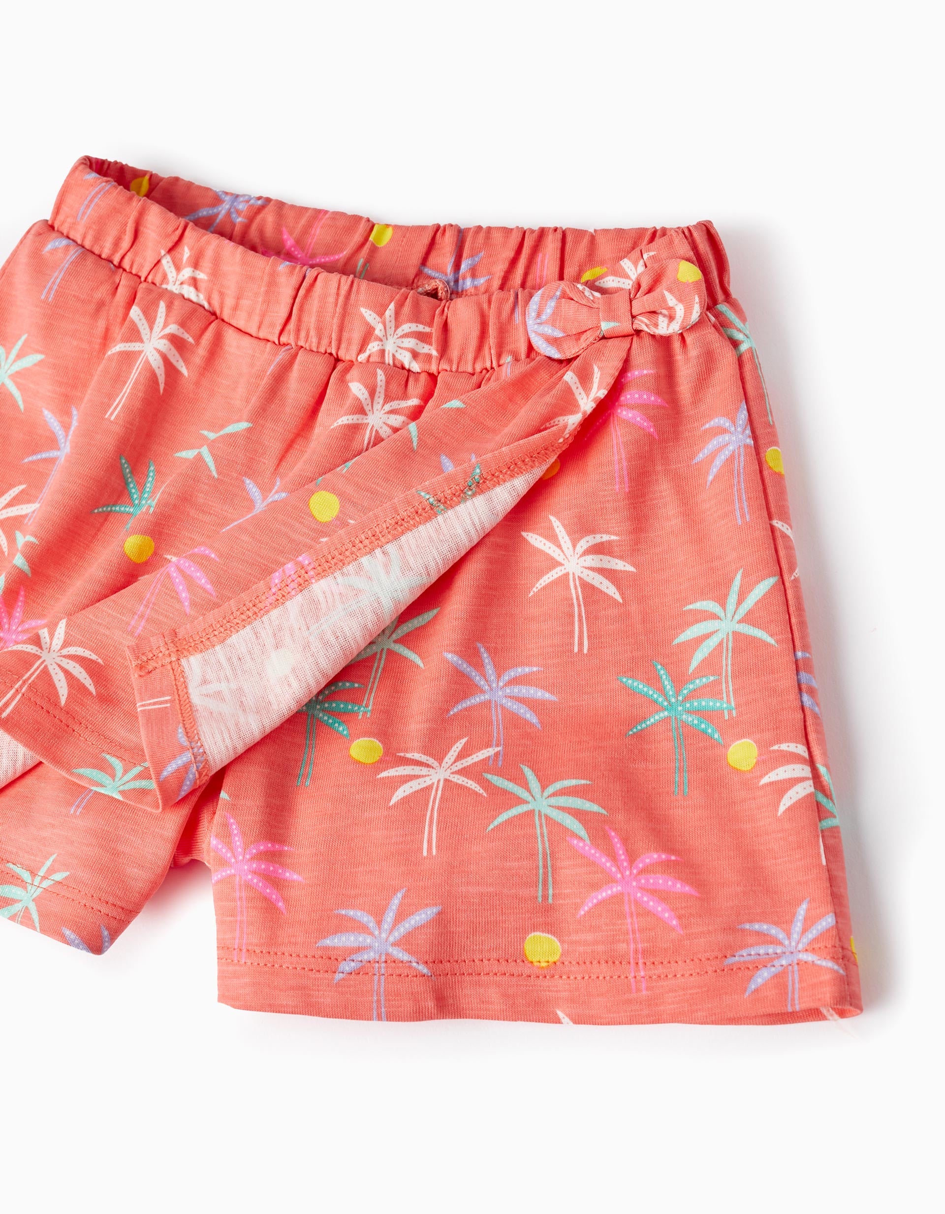 T-shirt + Skort for Baby Girls 'Palm Trees', White/Coral