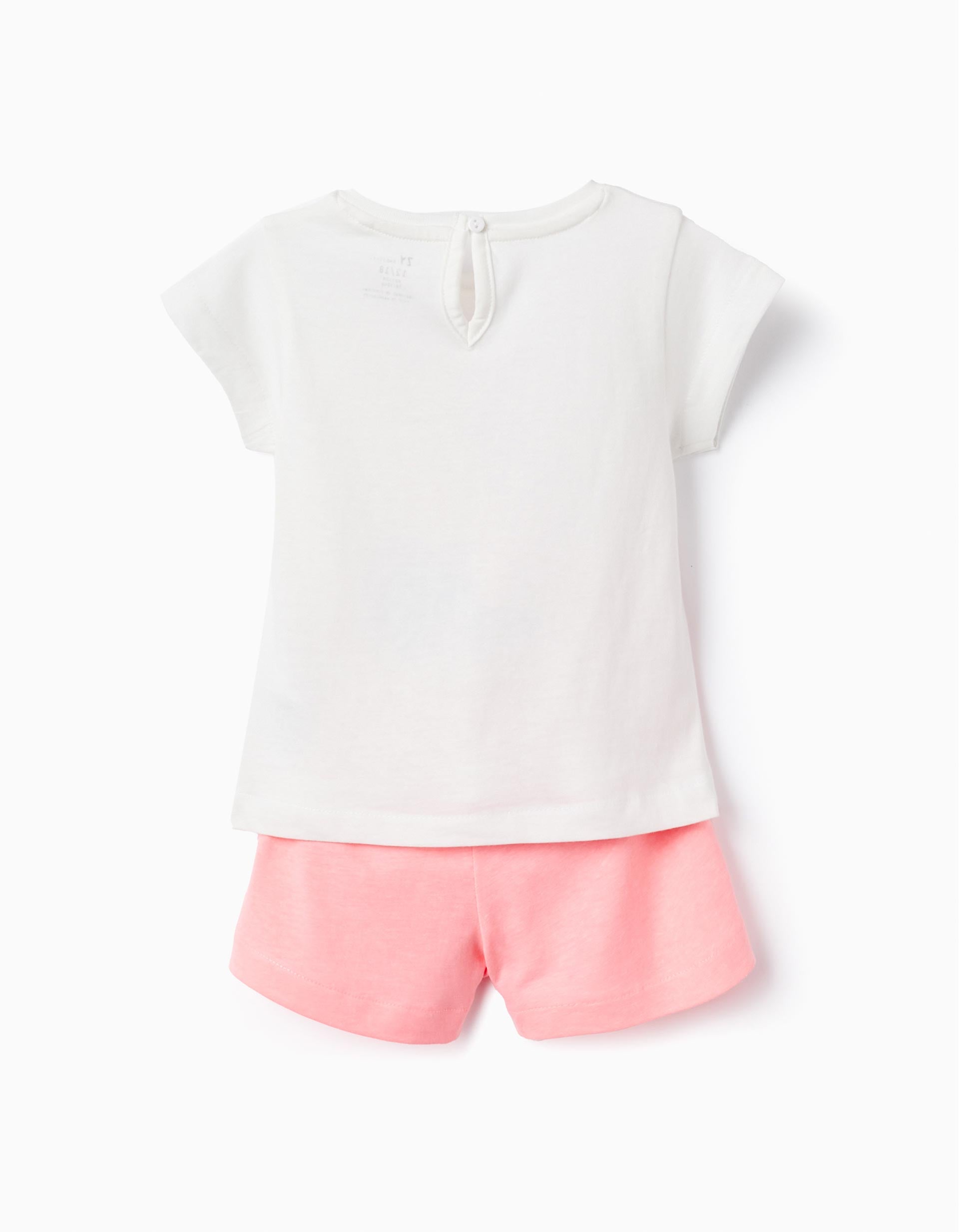 T-shirt + Shorts for Baby Girls 'Explorer', White/Coral