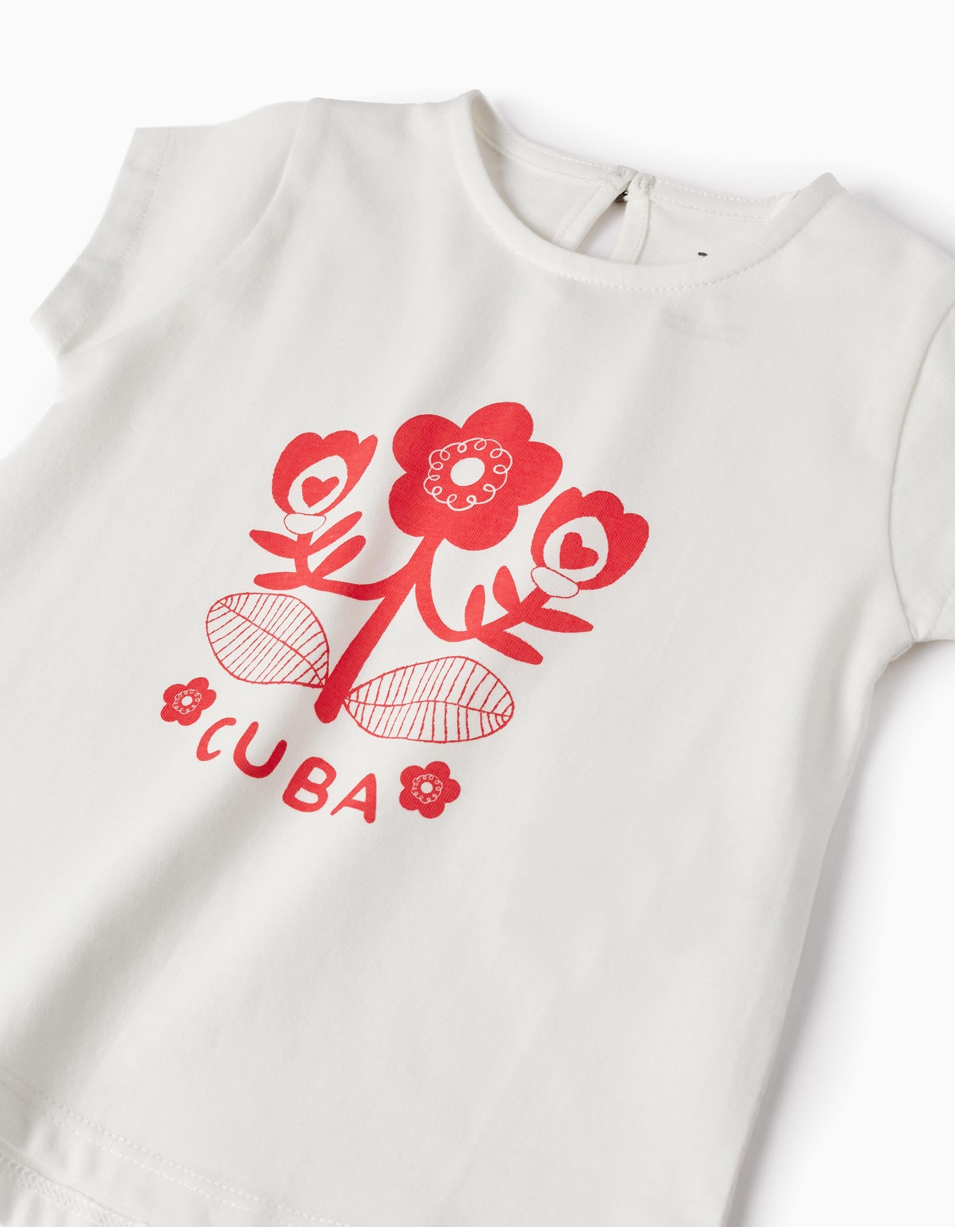 T-Shirt De Coton Pour Bébé Fille 'Cuba', Blanc