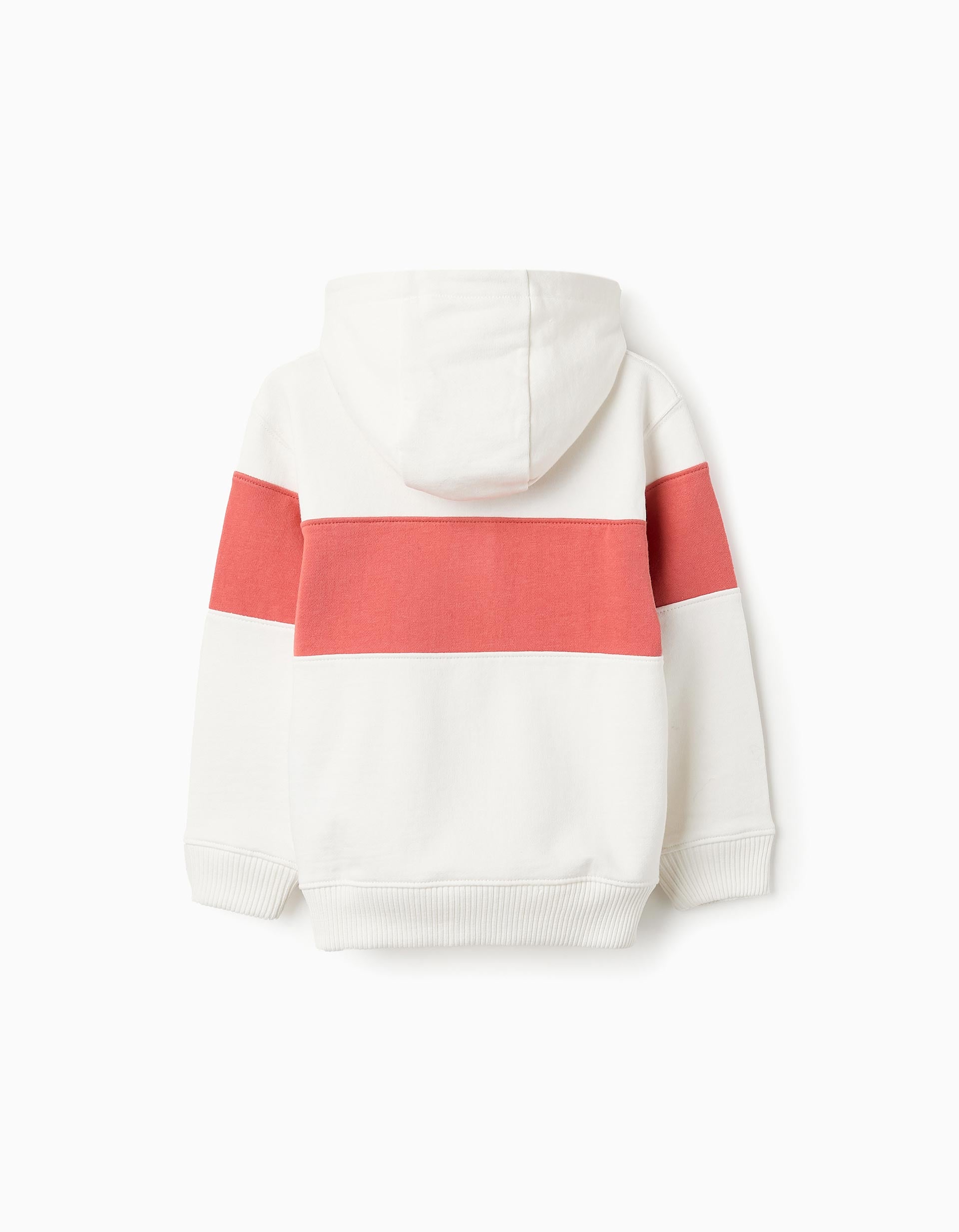 Sudadera de Algodón con Capucha para Niño, Blanco/Naranja