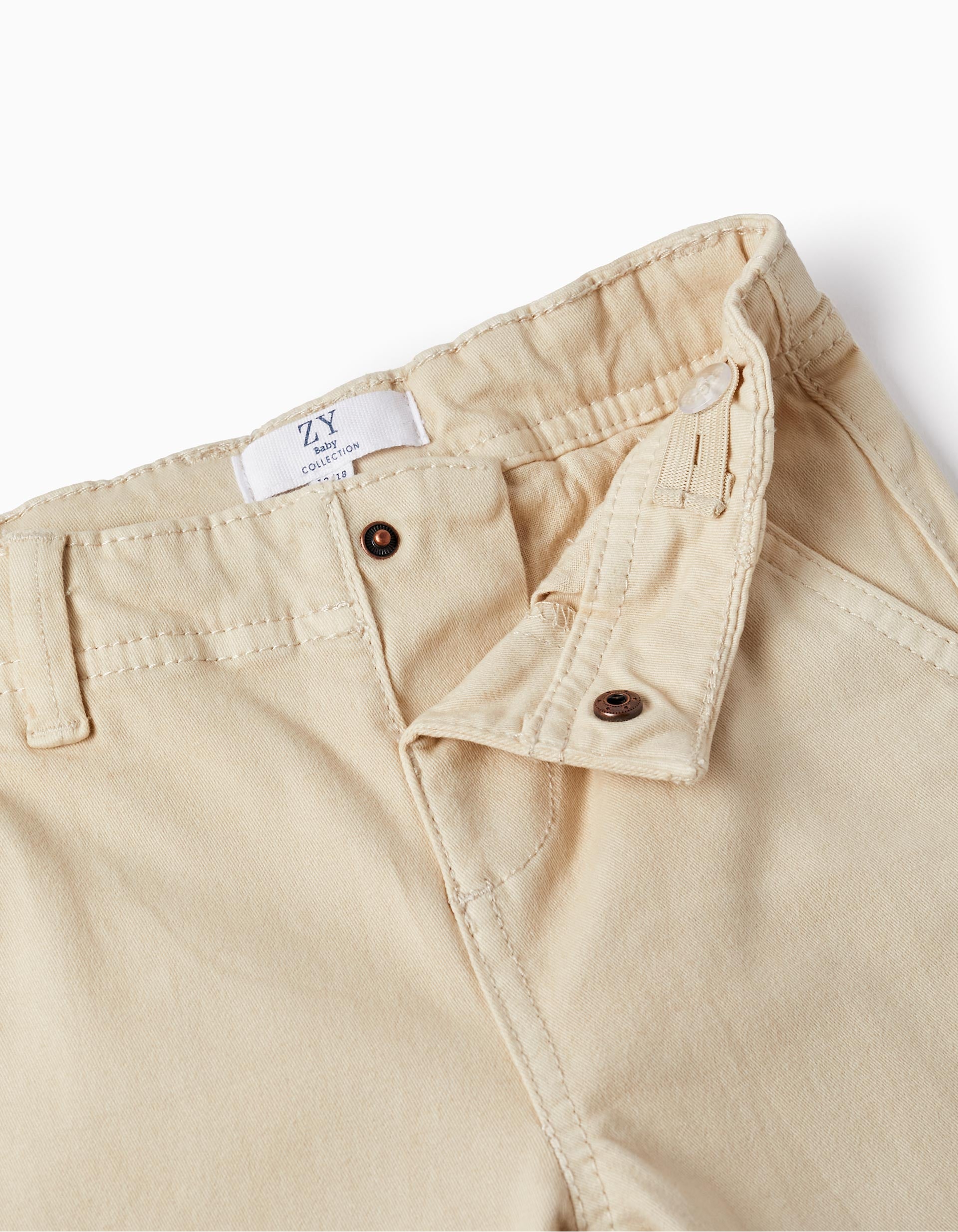 Cotton Chino Trousers for Baby Boys, Beige