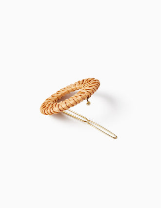 Pince à cheveux avec Application Circulaire en Paille pour Bébé et Fille, Naturel