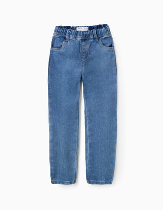 Jeggings em Denim com Cintura Ajustável para Menina, Azul