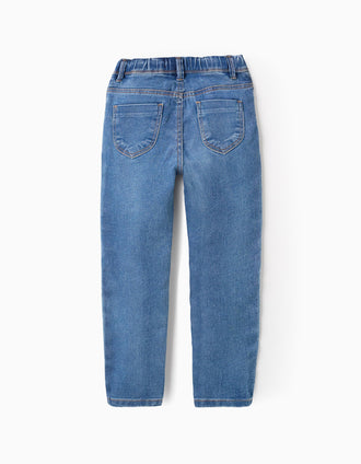 Jeggings em Denim com Cintura Ajustável para Menina, Azul
